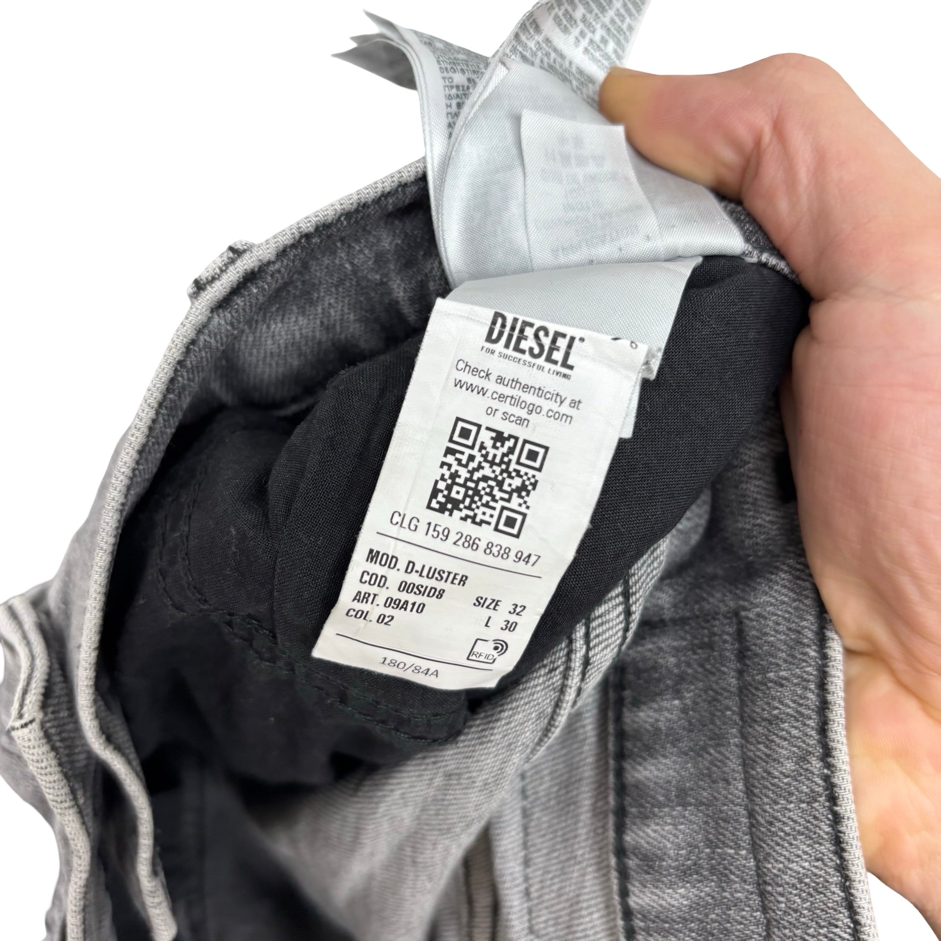 Diesel D Luster Jeans W32 L30 Mens Grey Slim Fit Stretch Denim (E)