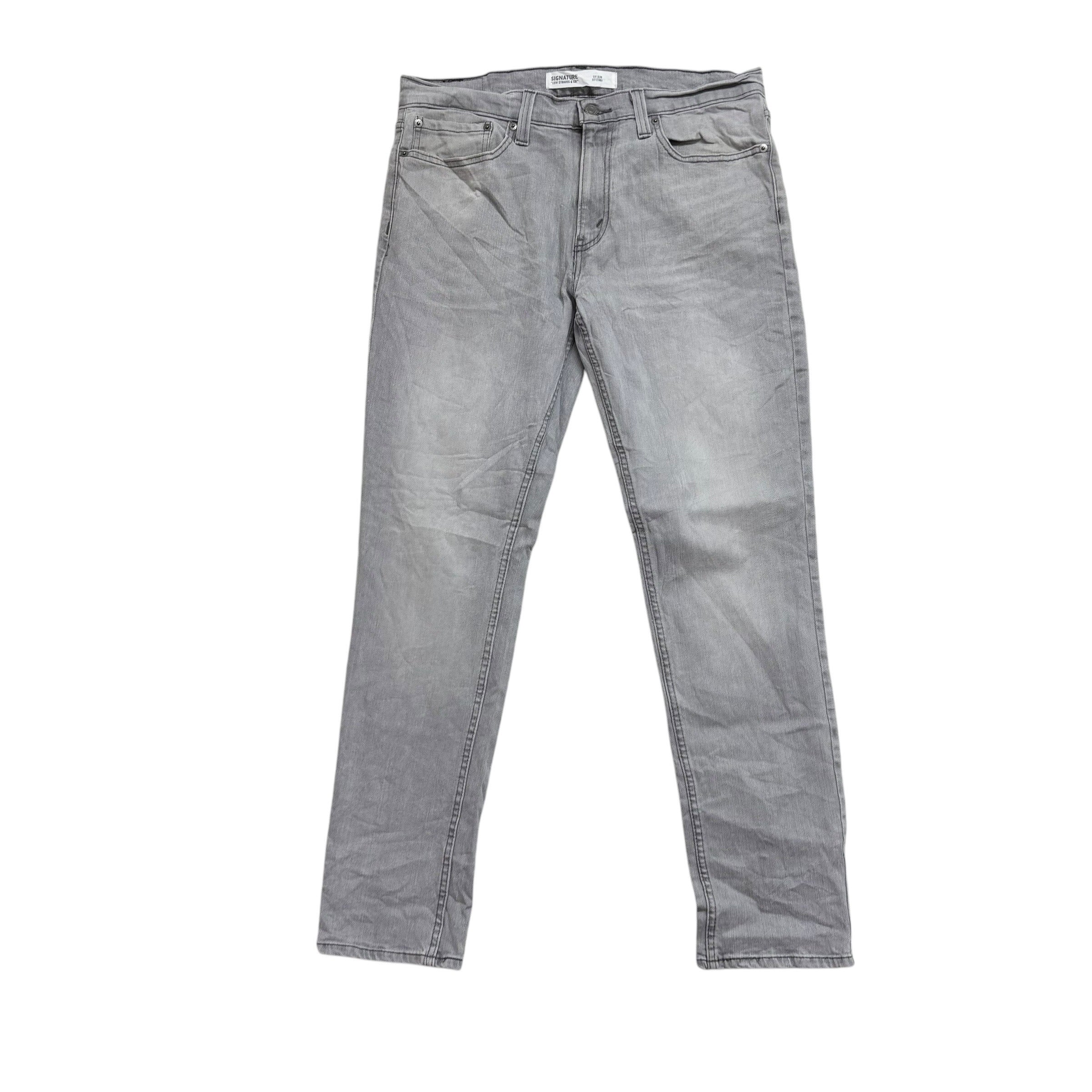 Levis Signature Jeans W34 L32 Mens Grey Slim Fit Stretch Denim (E)
