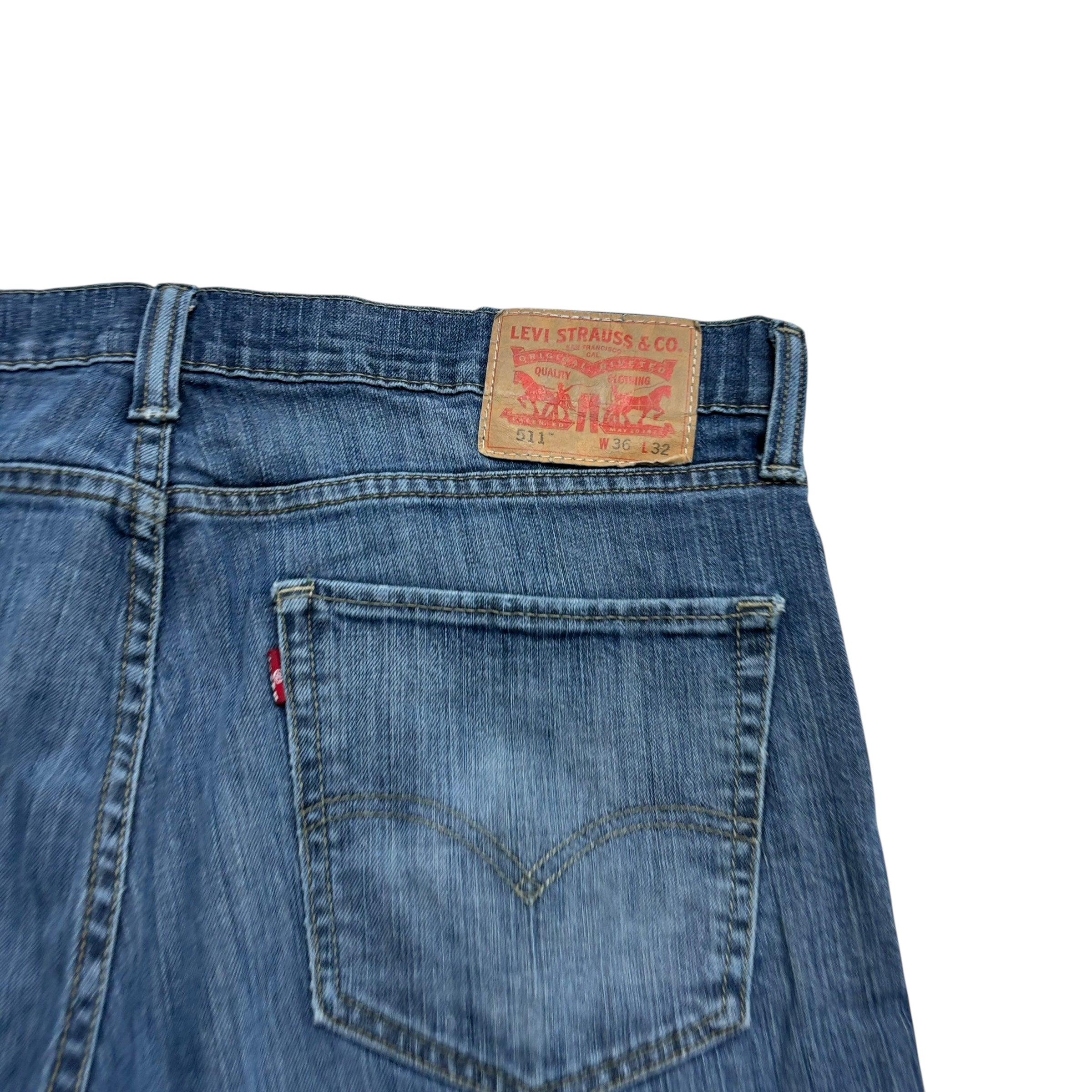 Levis 511 Jeans W36 L32 Mens Dark Blue Slim Fit Stretch Denim (F)