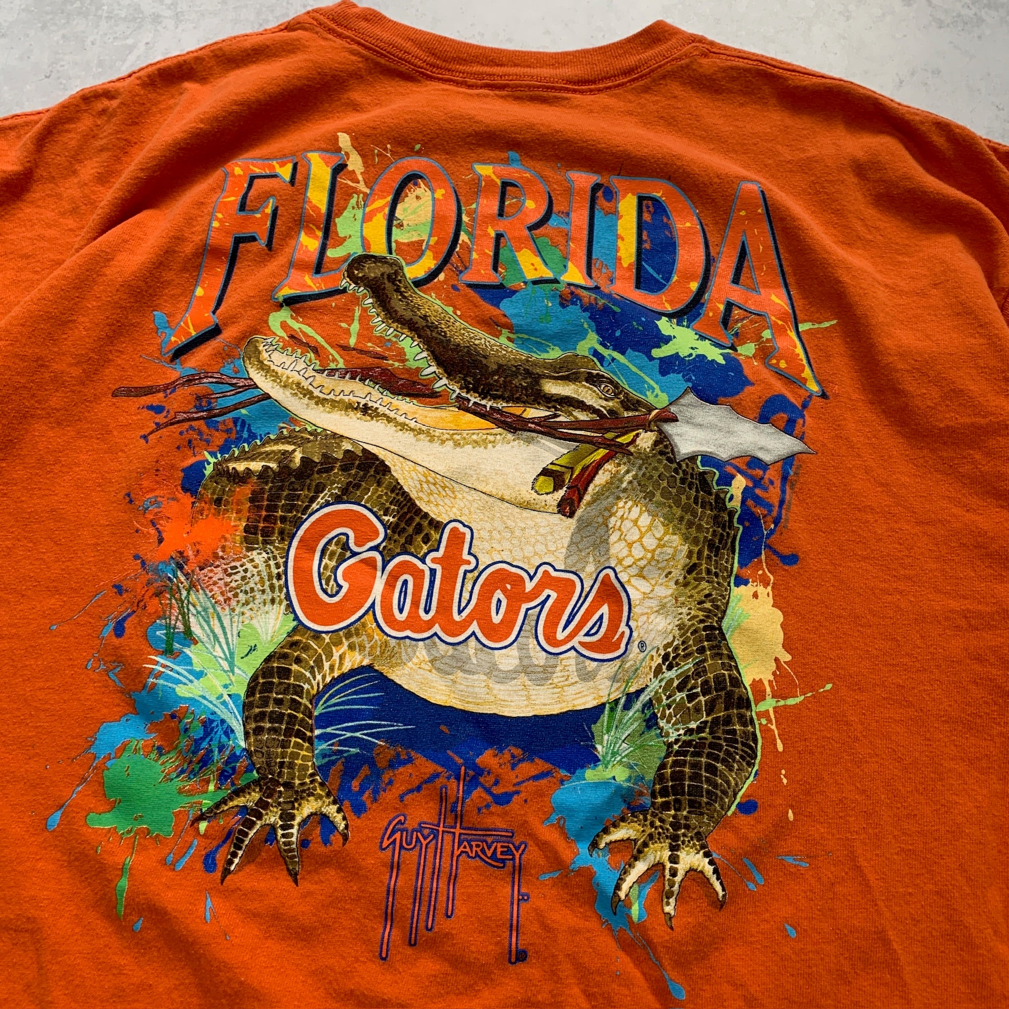 Vintage T Shirt Mens XXL Orange Graphic Print Y2K USA Tourist Nature Florida