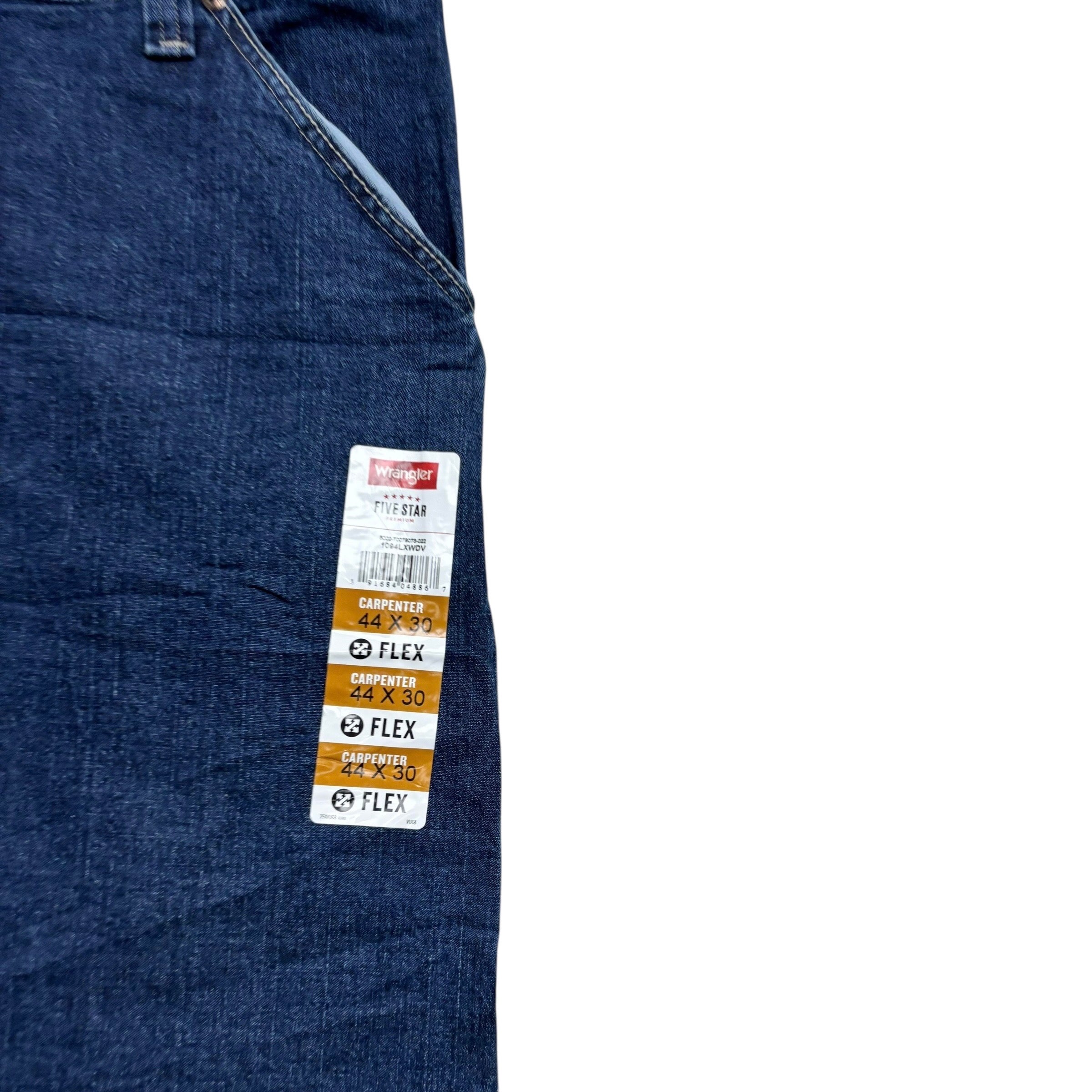 Wrangler Carpenter Jeans W44 L30 Mens Dark Blue Relaxed Straight Fit Stretch (F)