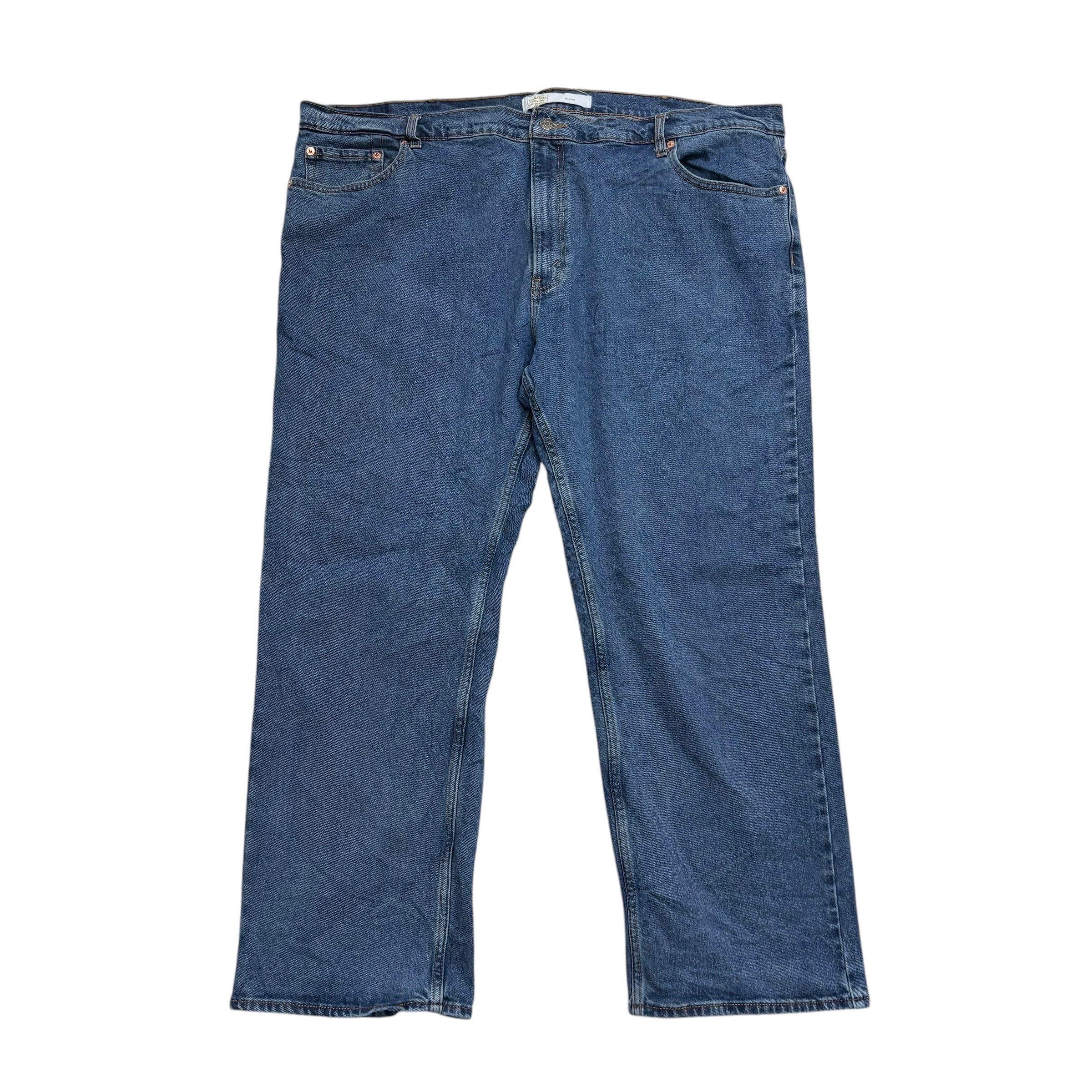 Levis Signature Jeans W46 L30 Mens Mid Blue Relaxed Straight Fit Stretch (E)