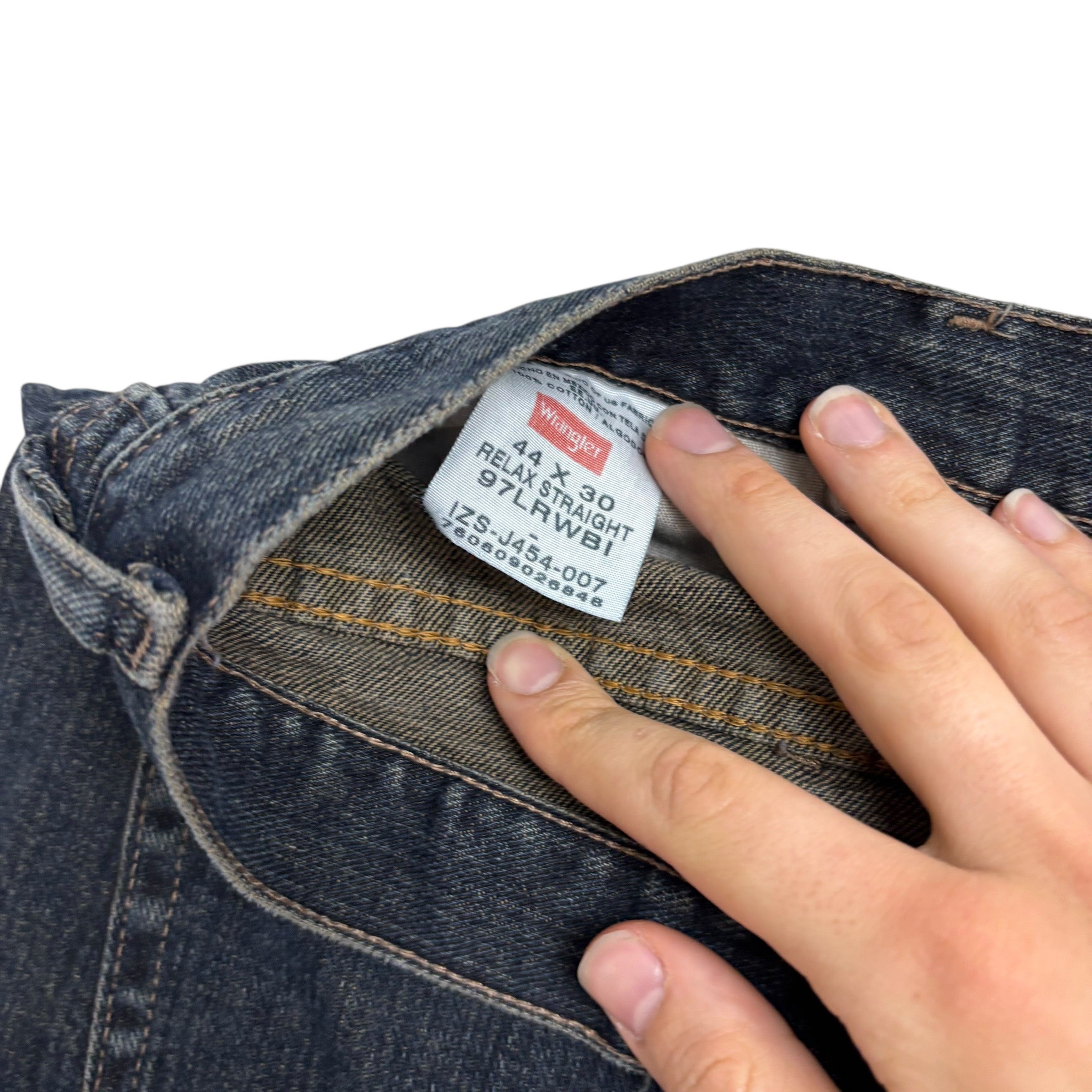 Wrangler Jeans W44 L30 Mens Dark Blue Relaxed Straight Fit Baggy Denim (E)