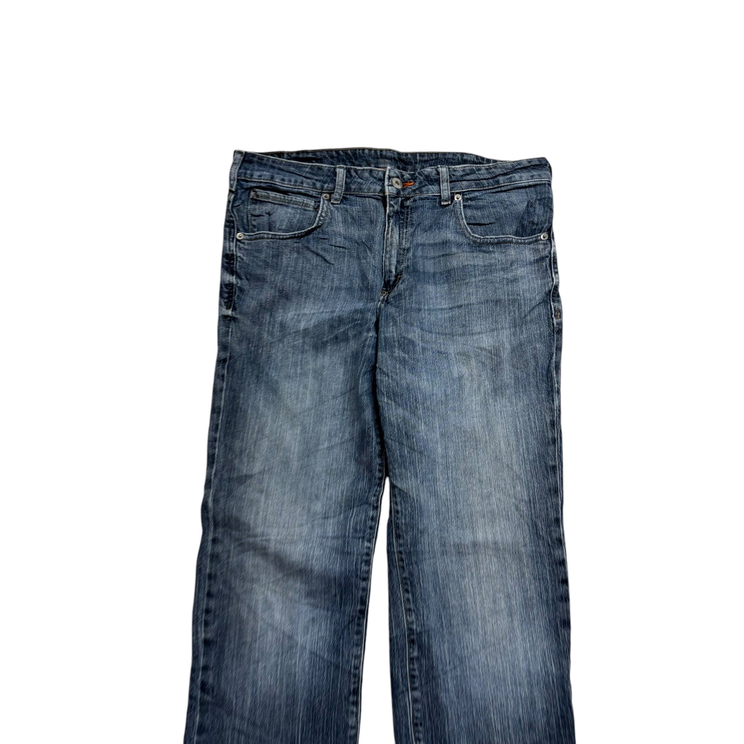 Lee Jeans W34 L32 Mens Mid Blue Regular Straight Fit Stretch Denim (E)