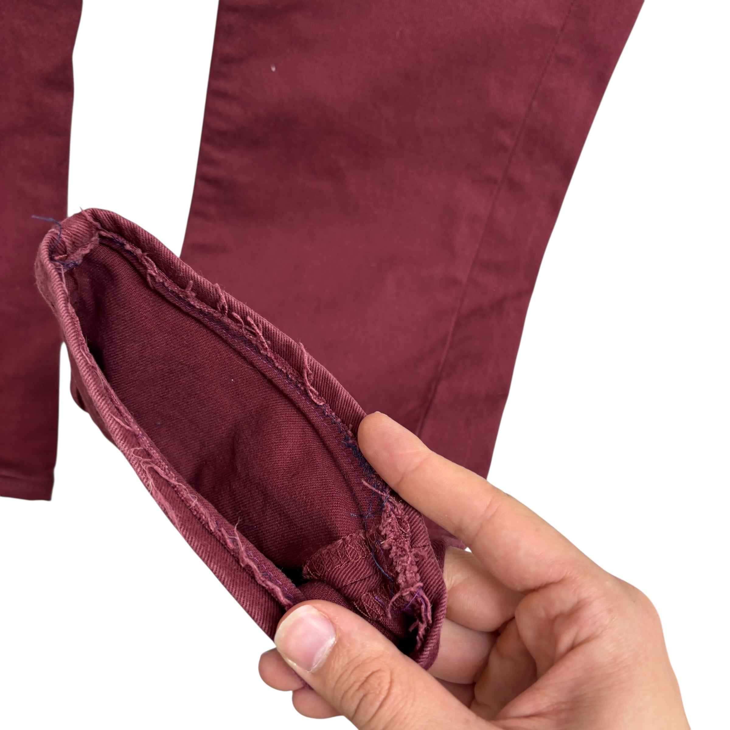 Levis 514 Jeans W30 L29 Mens Burgundy Slim Straight Fit Stretch Denim