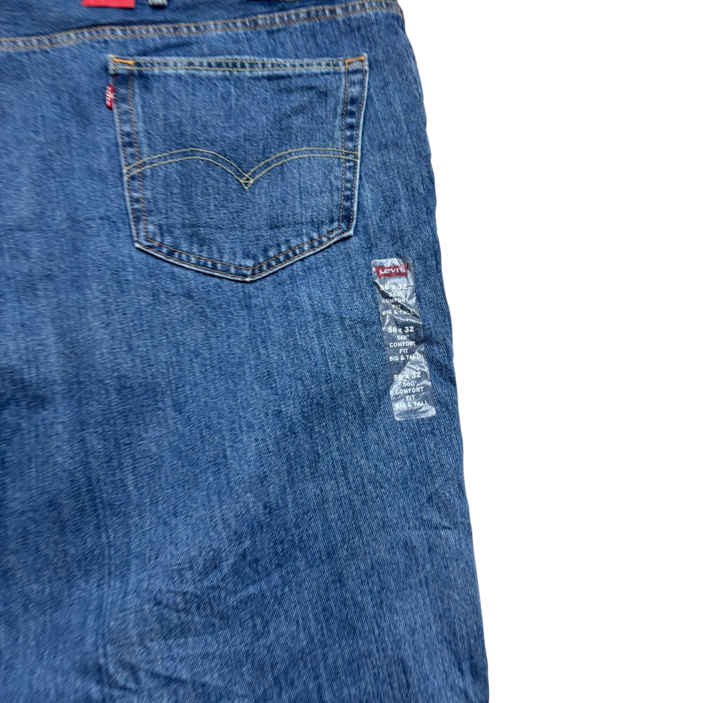 Levis 560 Jeans W58 L32 Mens Mid Blue Baggy Relaxed Comfort Fit Denim (E)