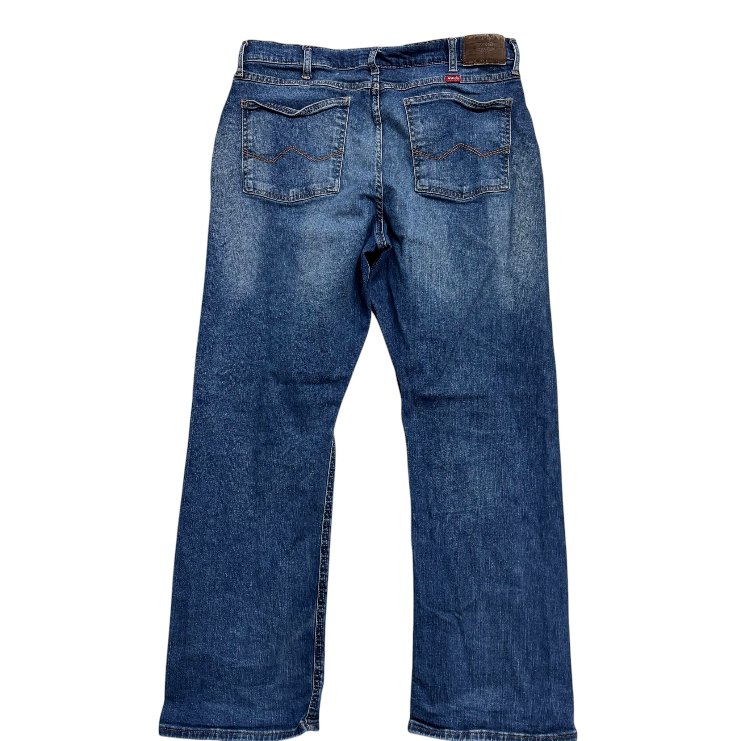 Wrangler Jeans W34 L30 Mens Mid Blue Relaxed Bootcut Fit Stretch