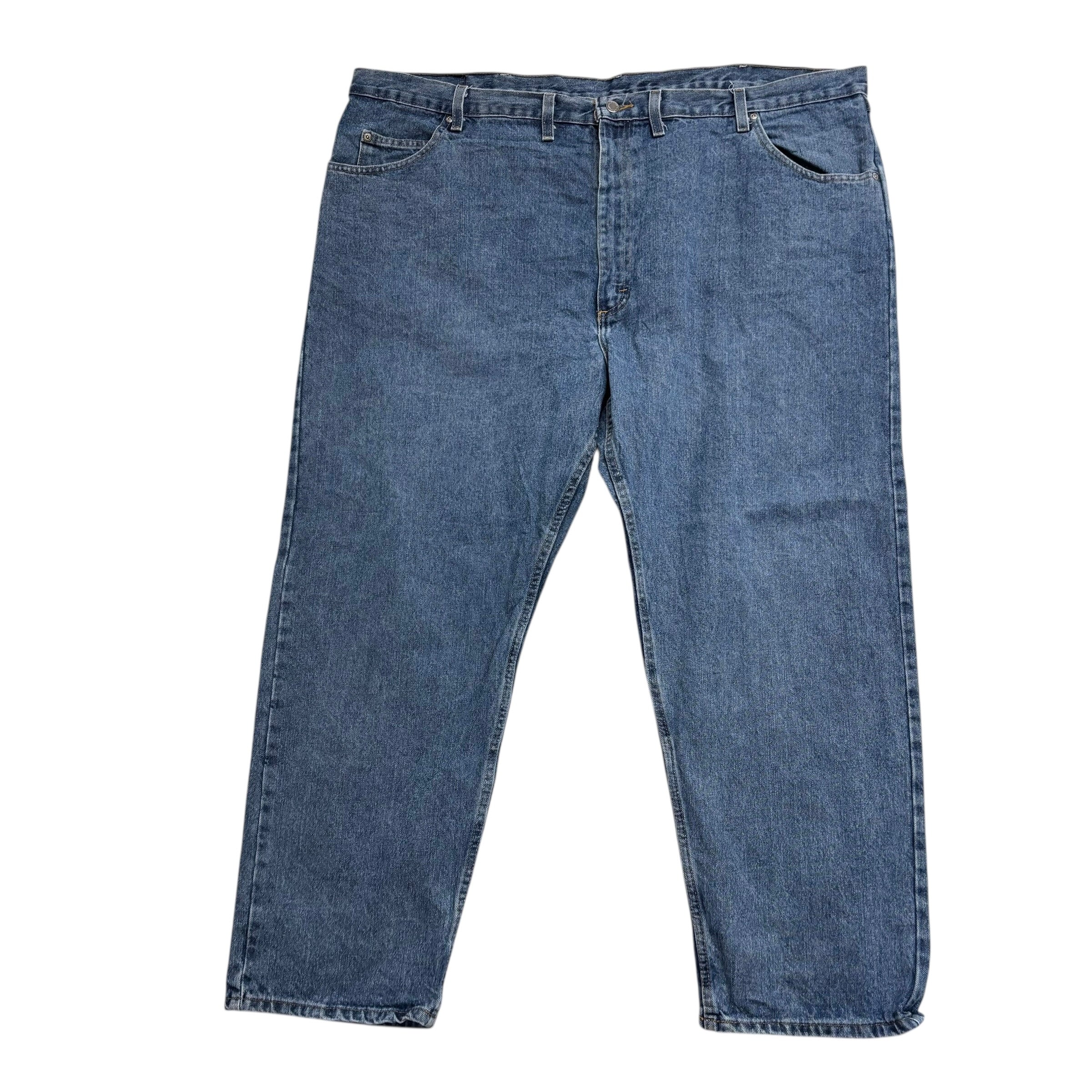 Wrangler Jeans W48 L30 Mens Mid Blue Relaxed Straight Fit Denim (E)
