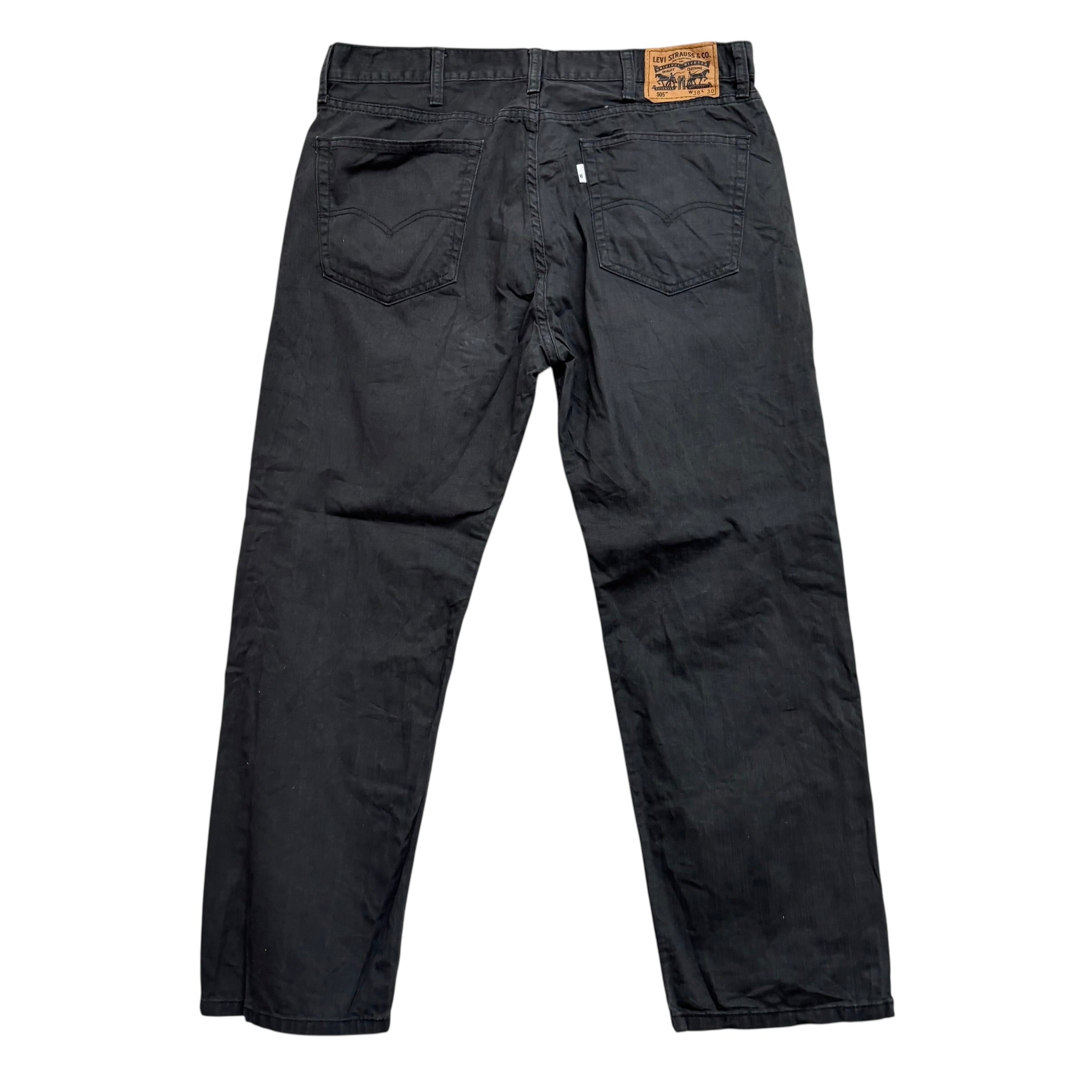 Levis 505 Trousers W38 L29 Mens Grey Regular Straight Fit Pants (E)