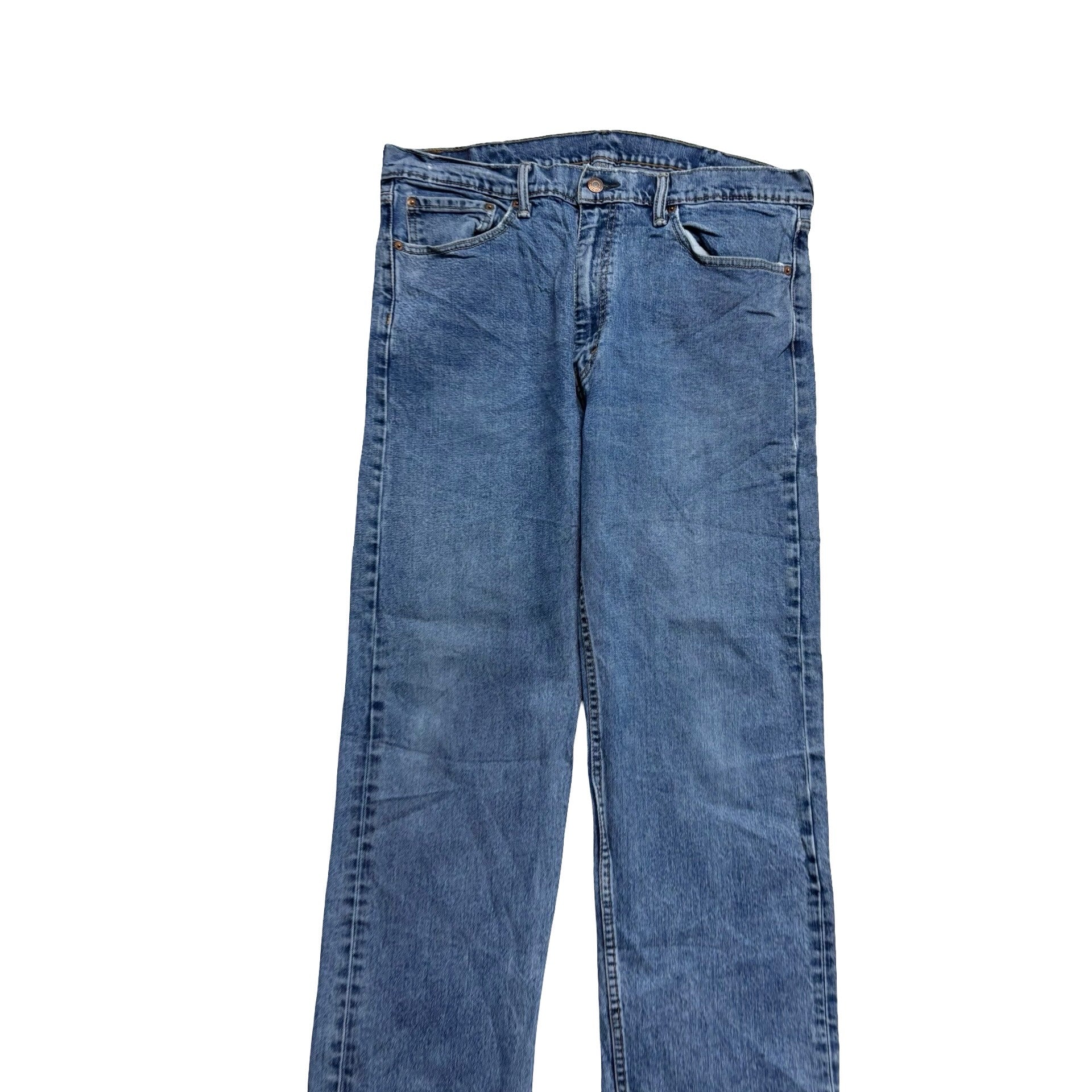 Levis 505 Jeans W36 L30 Mens Mid Blue Regular Straight Fit Stretch Denim