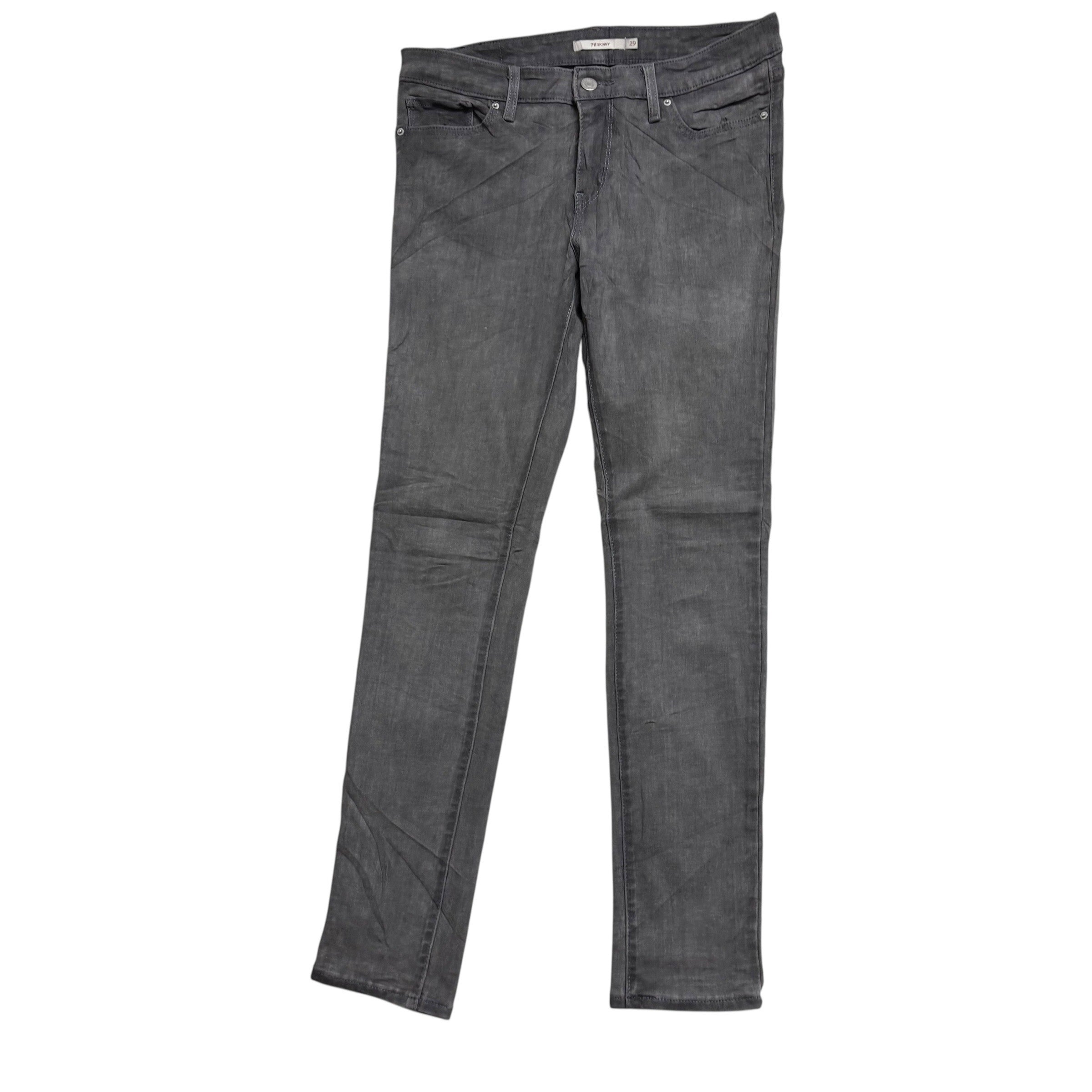 Levis 711 Jeans W29 L29 Womens Skinny Fit Grey Stretch Denim (E)