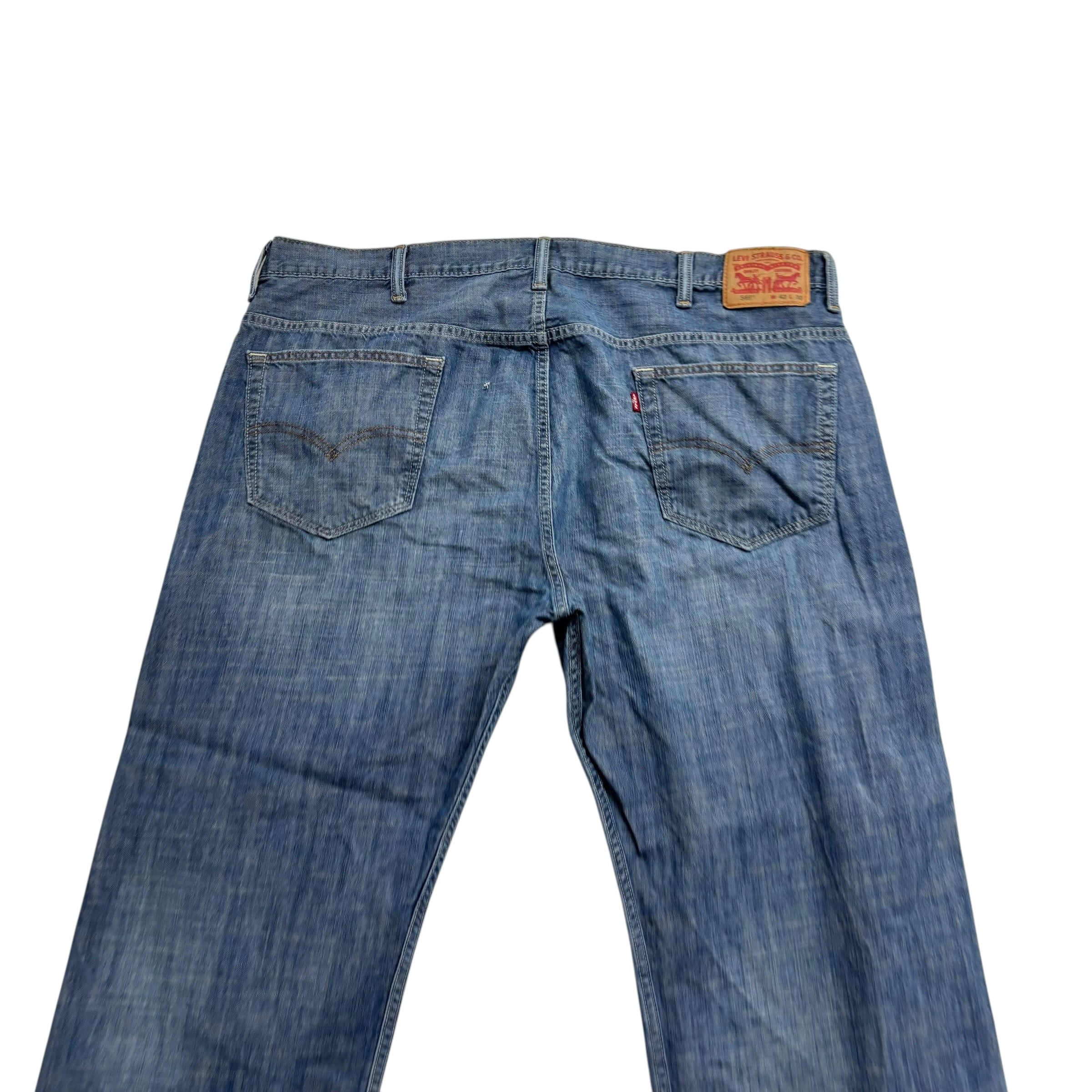 Levis 569 Jeans W42 L30 Mens Silver Blue Baggy Relaxed Straight Fit Denim (F)