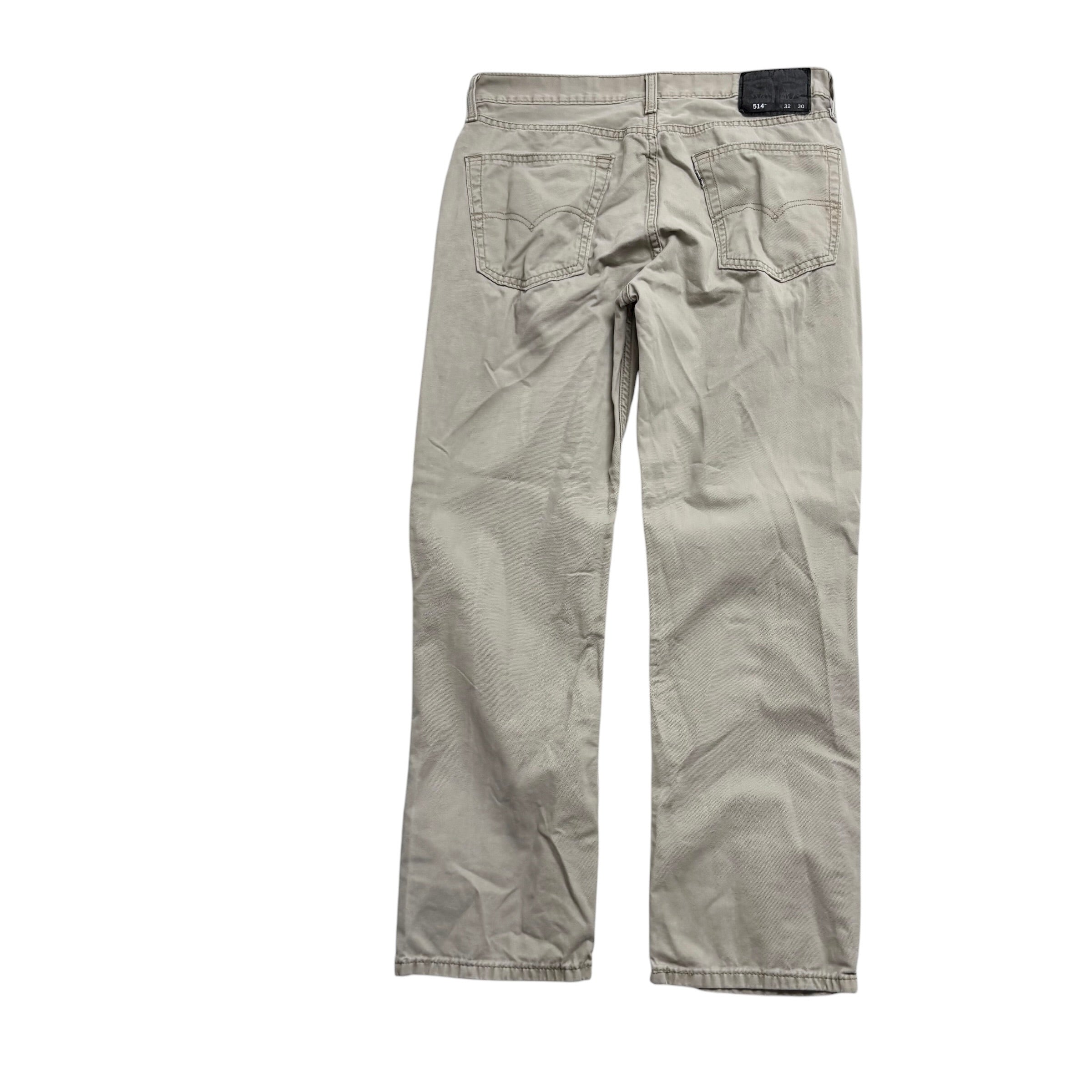 Levis 514 Trousers W32 L29 Mens Cream Regular Straight Fit Pants (E)