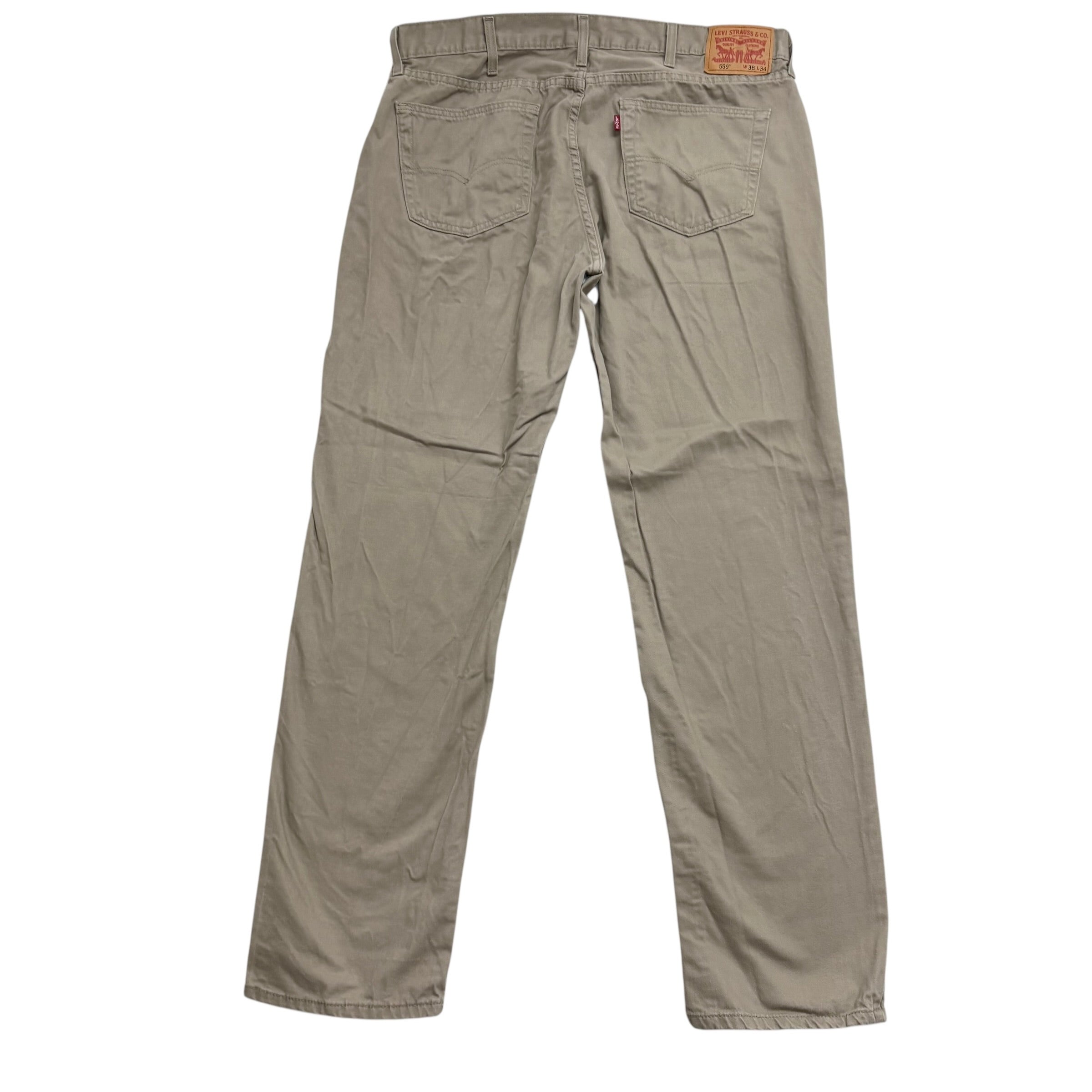 Levis 559 Trousers W38 L34 Mens Beige Baggy Relaxed Straight Fit Pants (E)