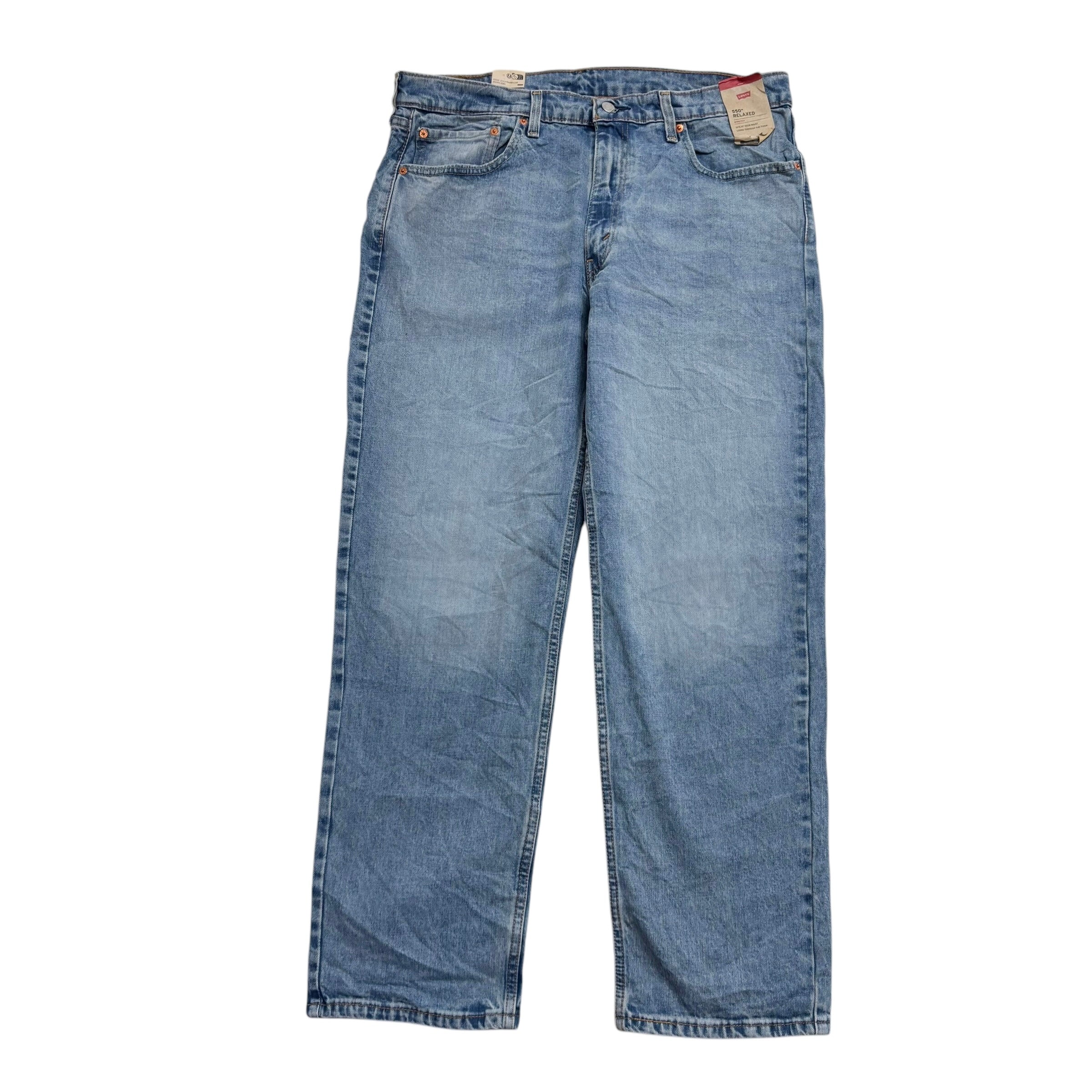 Levis 550 Jeans W36 L31 Mens Light Blue Relaxed Straight Fit Stretch Denim (E)