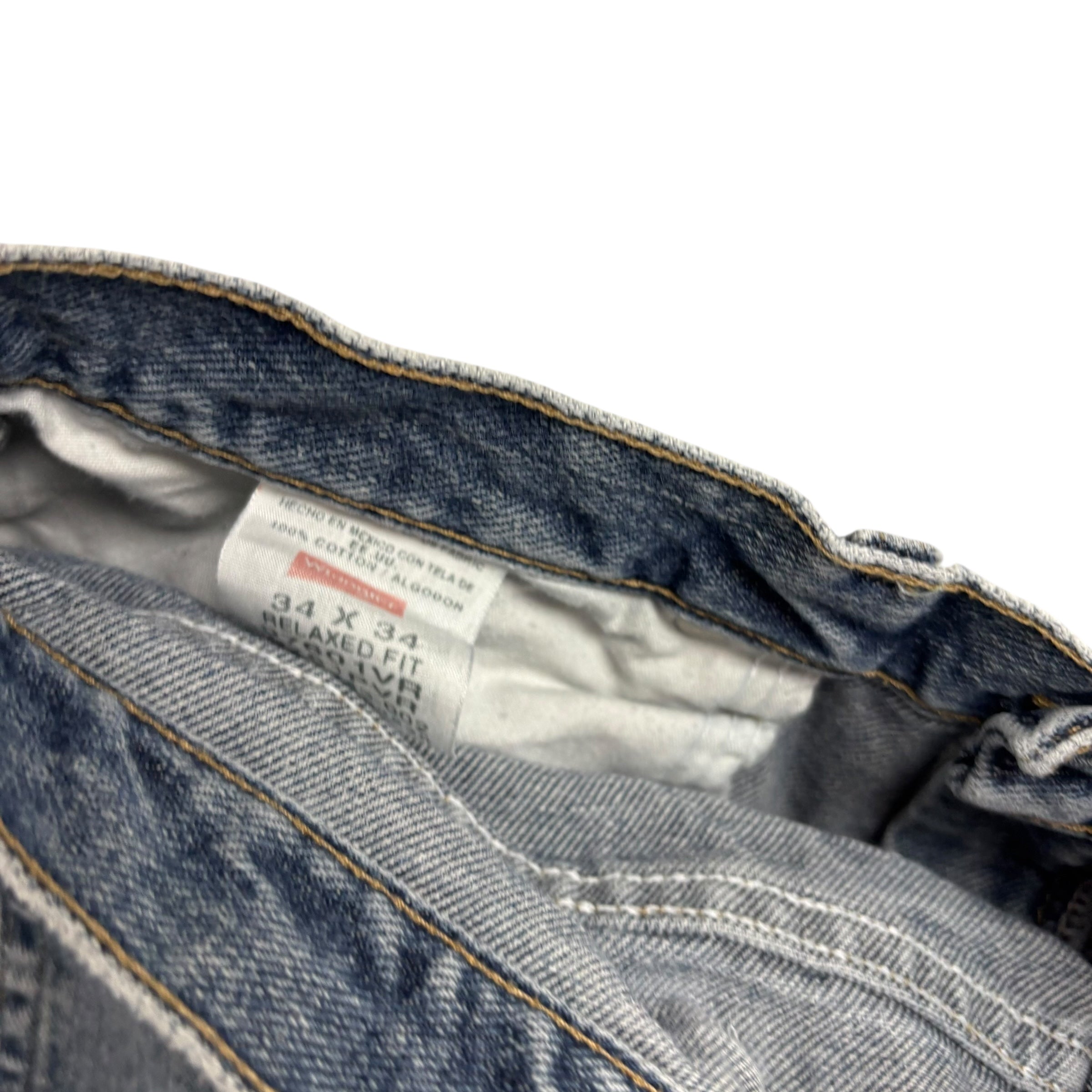 Wrangler Jeans W34 L34 Mens Mid Blue Relaxed Straight Fit Denim (F)