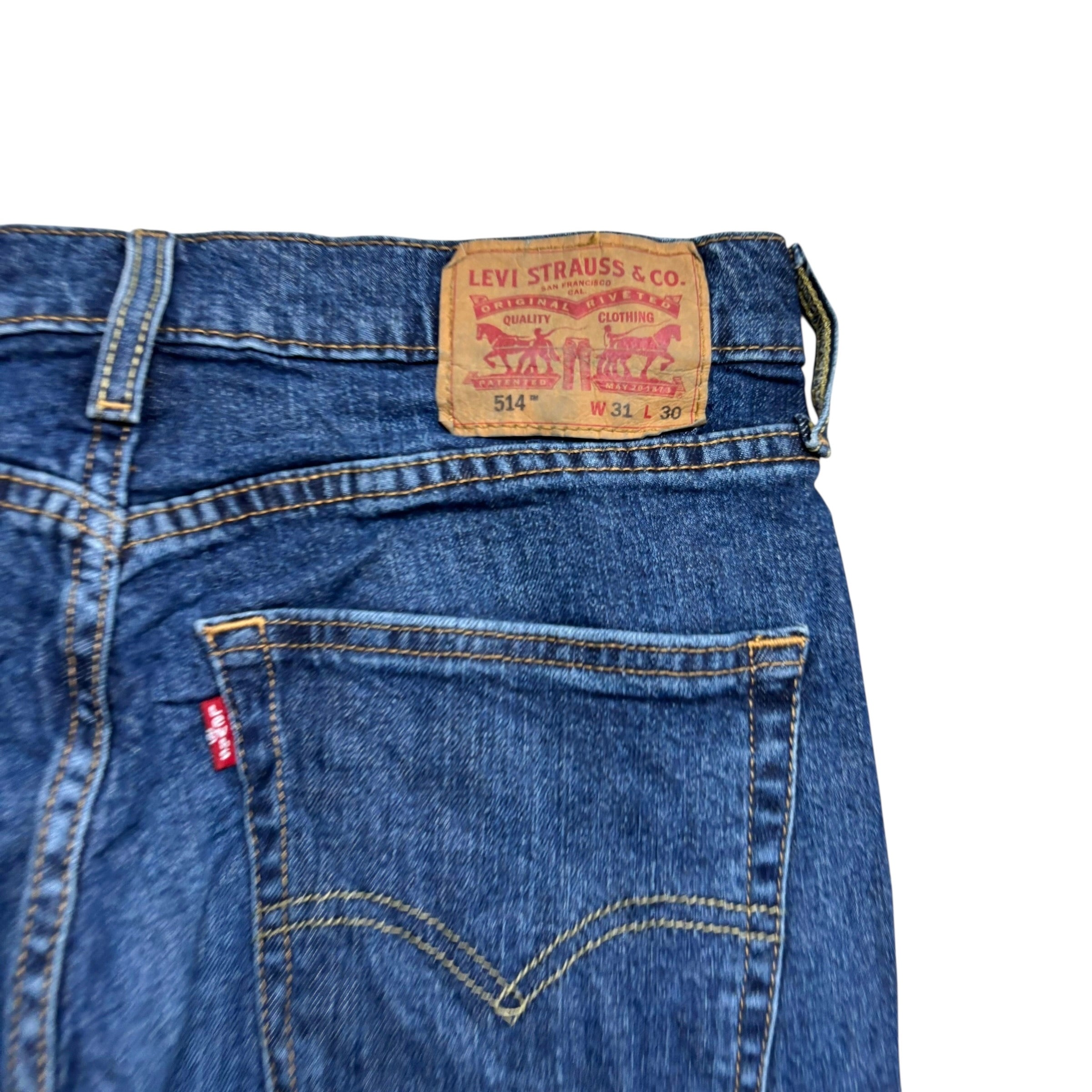 Levis 514 Jeans W31 L30 Mens Mid Blue Regular Straight Fit Stretch Denim (E)