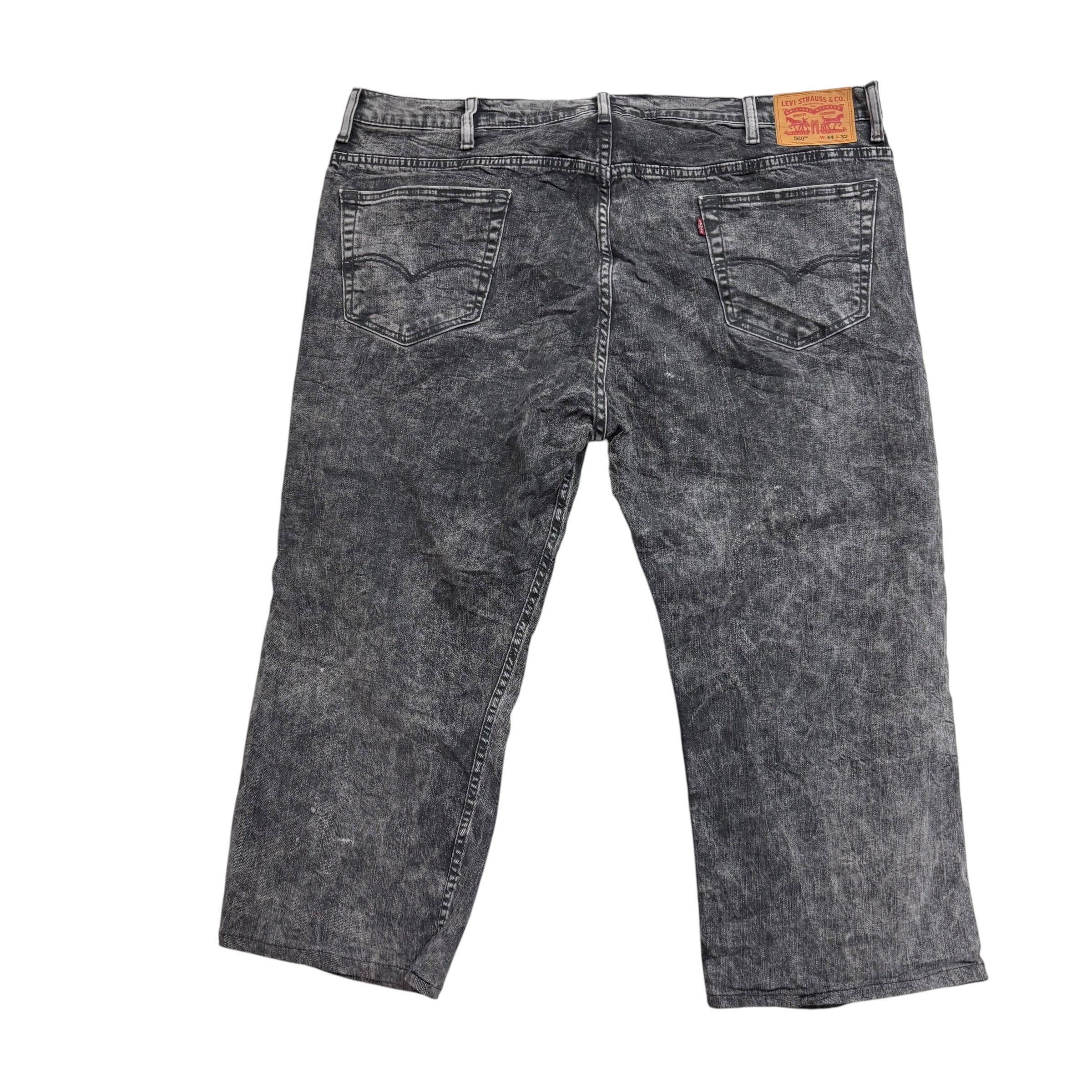 Levis 569 Jeans W44 L25 Mens Grey Baggy Relaxed Straight Fit Stretch Denim