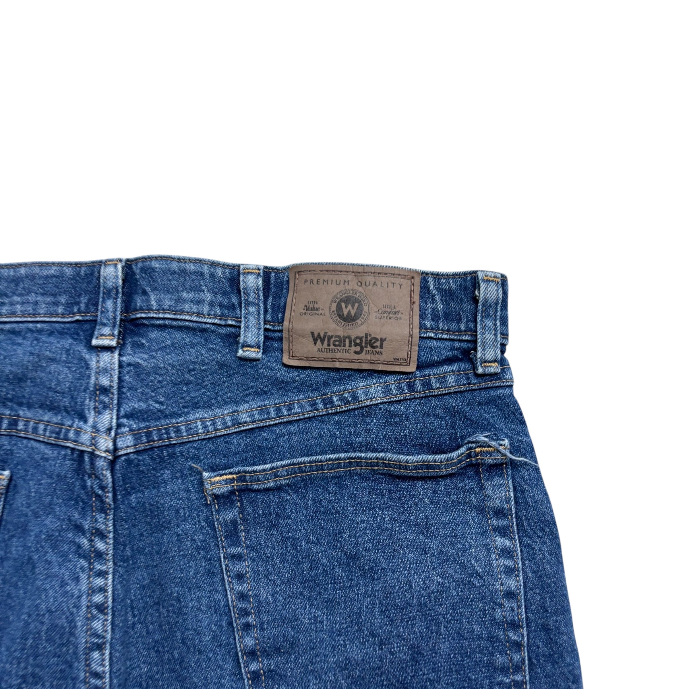 Wrangler Baggy Jorts W34 Mens Denim Shorts Mid Blue Relaxed Fit Stretch (E)