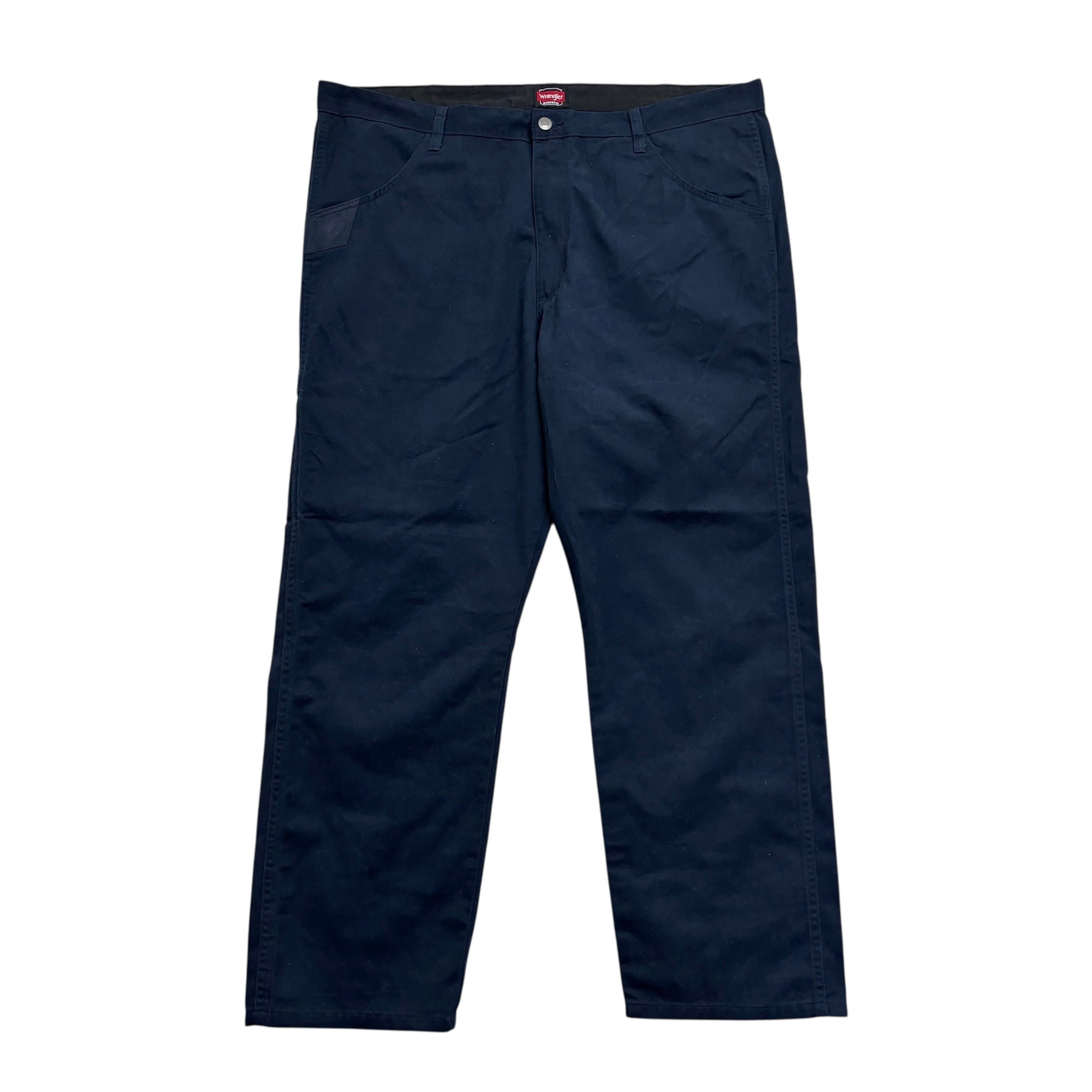 Wrangler Trousers W42 L30 Mens Navy Blue Relaxed Straight Fit Pants (E)