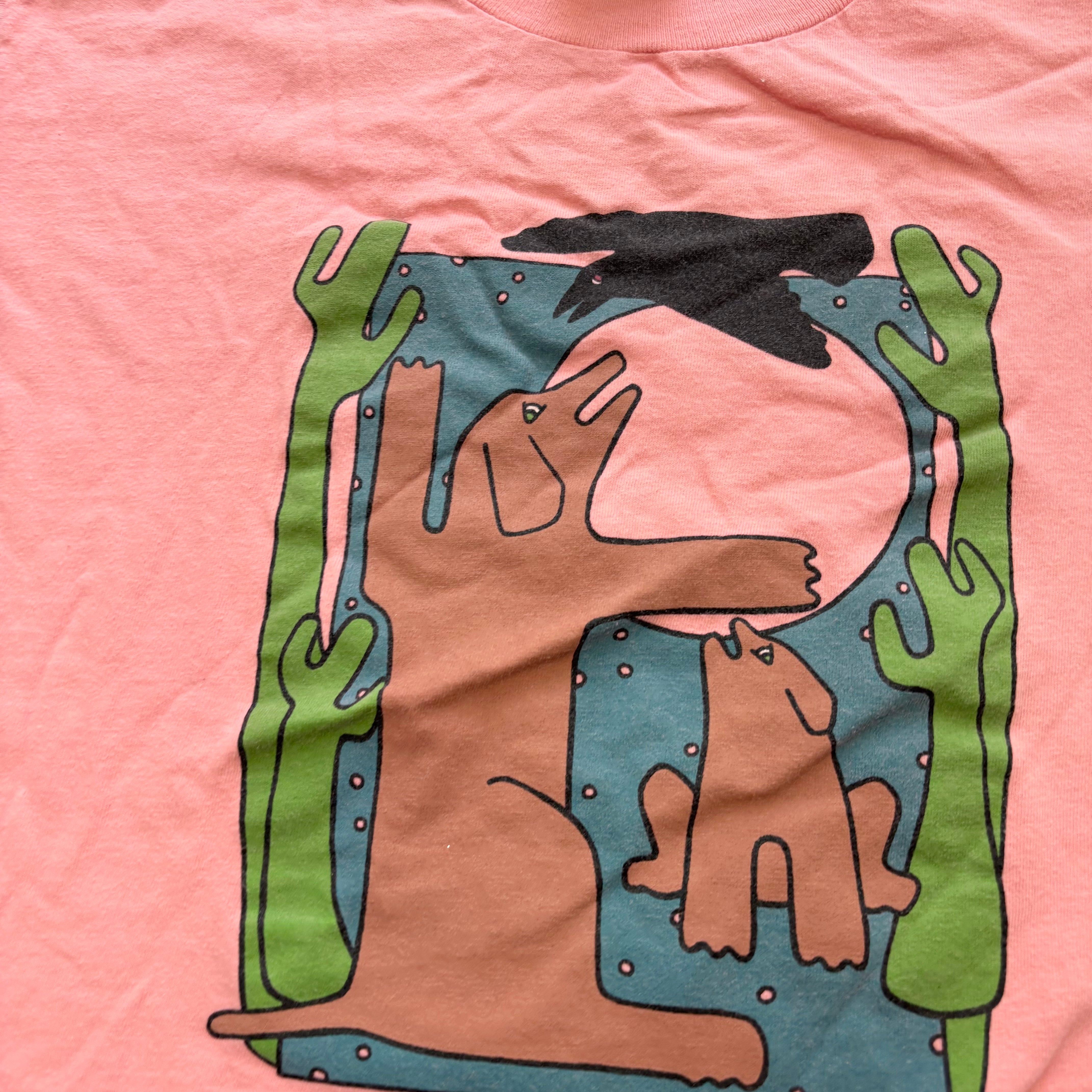 Vintage T Shirt Mens Medium Pink Single Stitch Graphic Print 90s Art (E)