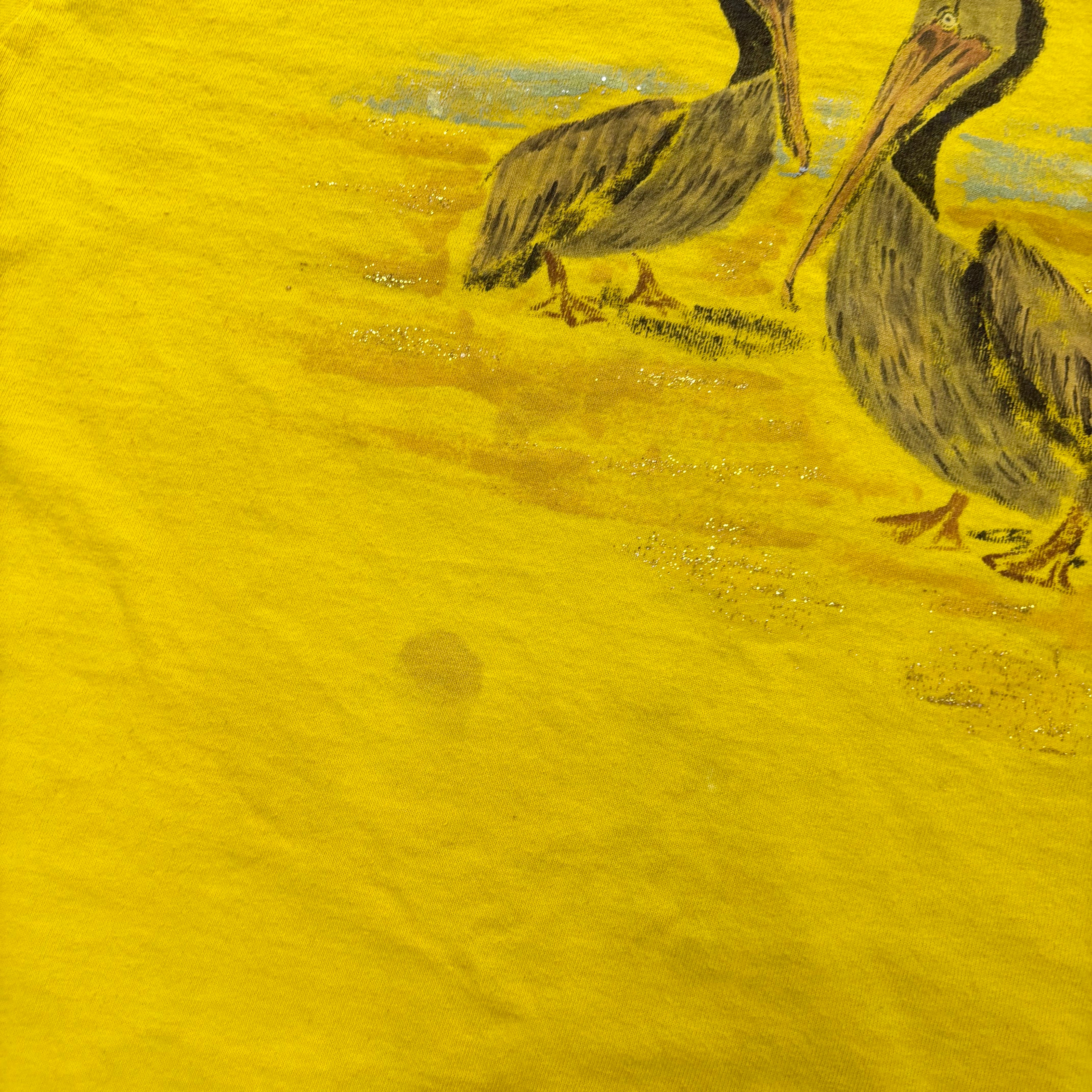 Vintage T Shirt Mens XL Yellow Single Stitch Graphic Print 90s USA Nature (F)