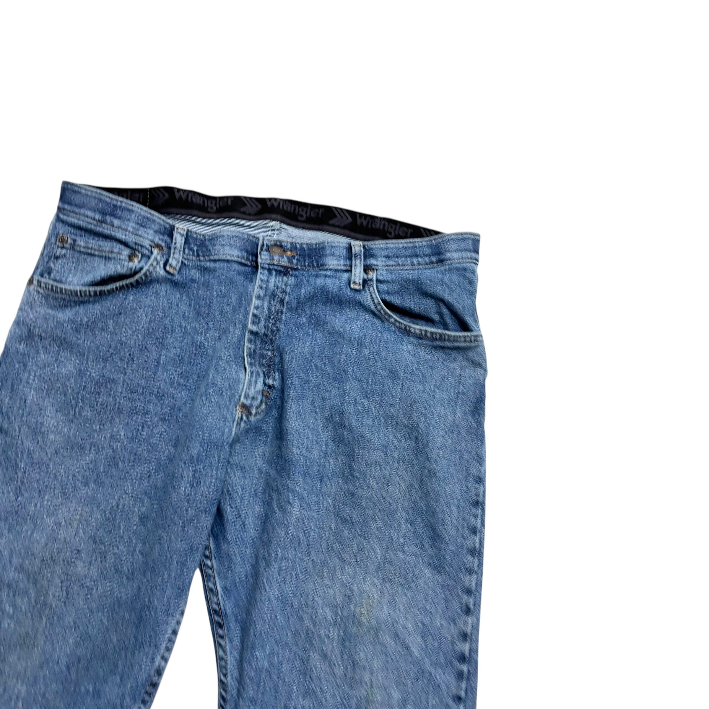 Wrangler Jeans W38 L29 Mens Mid Blue Regular Straight Fit Stretch Denim (F)