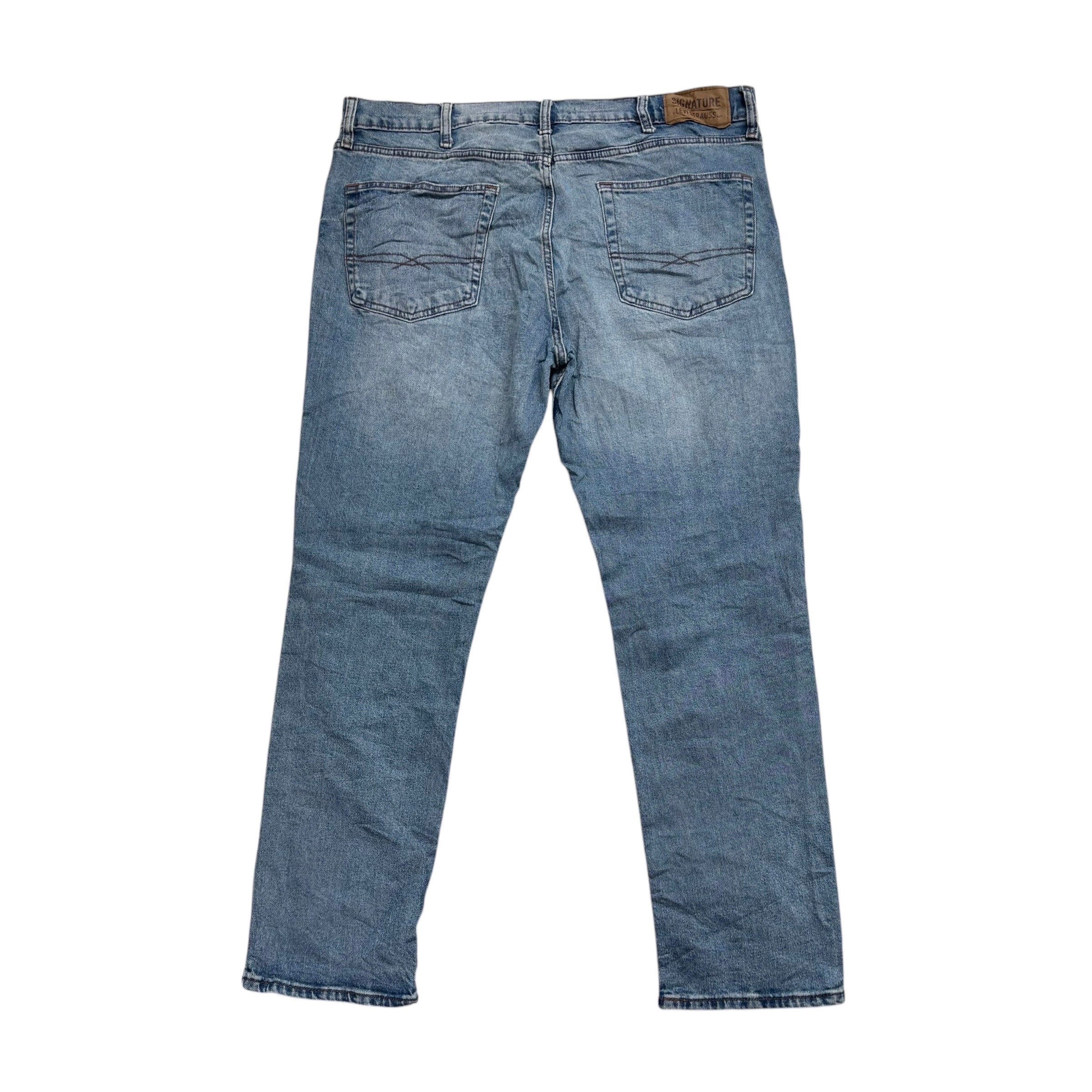 Levis Signature Jeans W38 L30 Mens Mid Blue Slim Fit Stretch Denim (E)