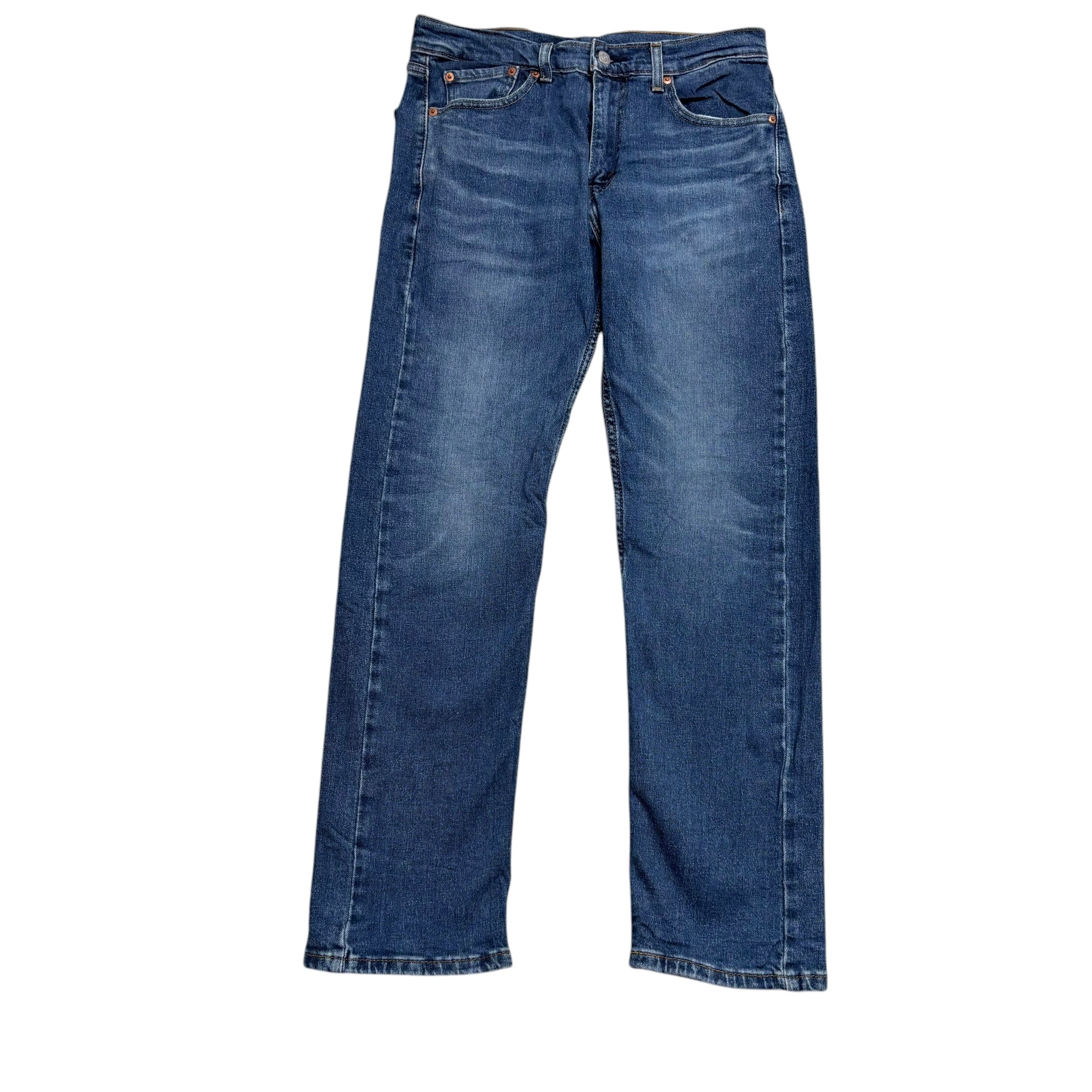Levis 505 Jeans W30 L30 Mens Mid Blue Regular Straight Fit Stretch Denim (E)