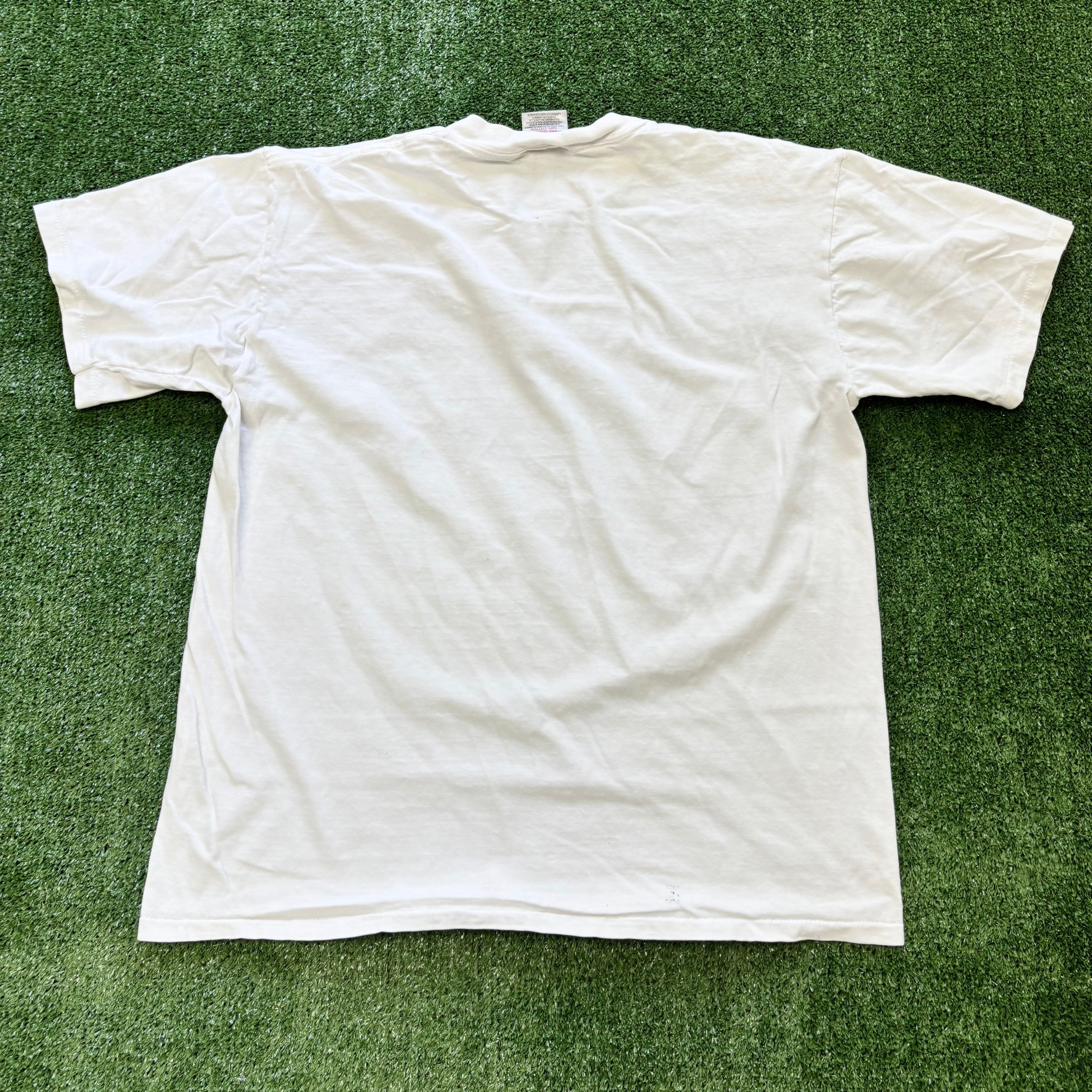 Vintage T Shirt Mens Medium White Single Stitch Graphic Print 90s Flowers