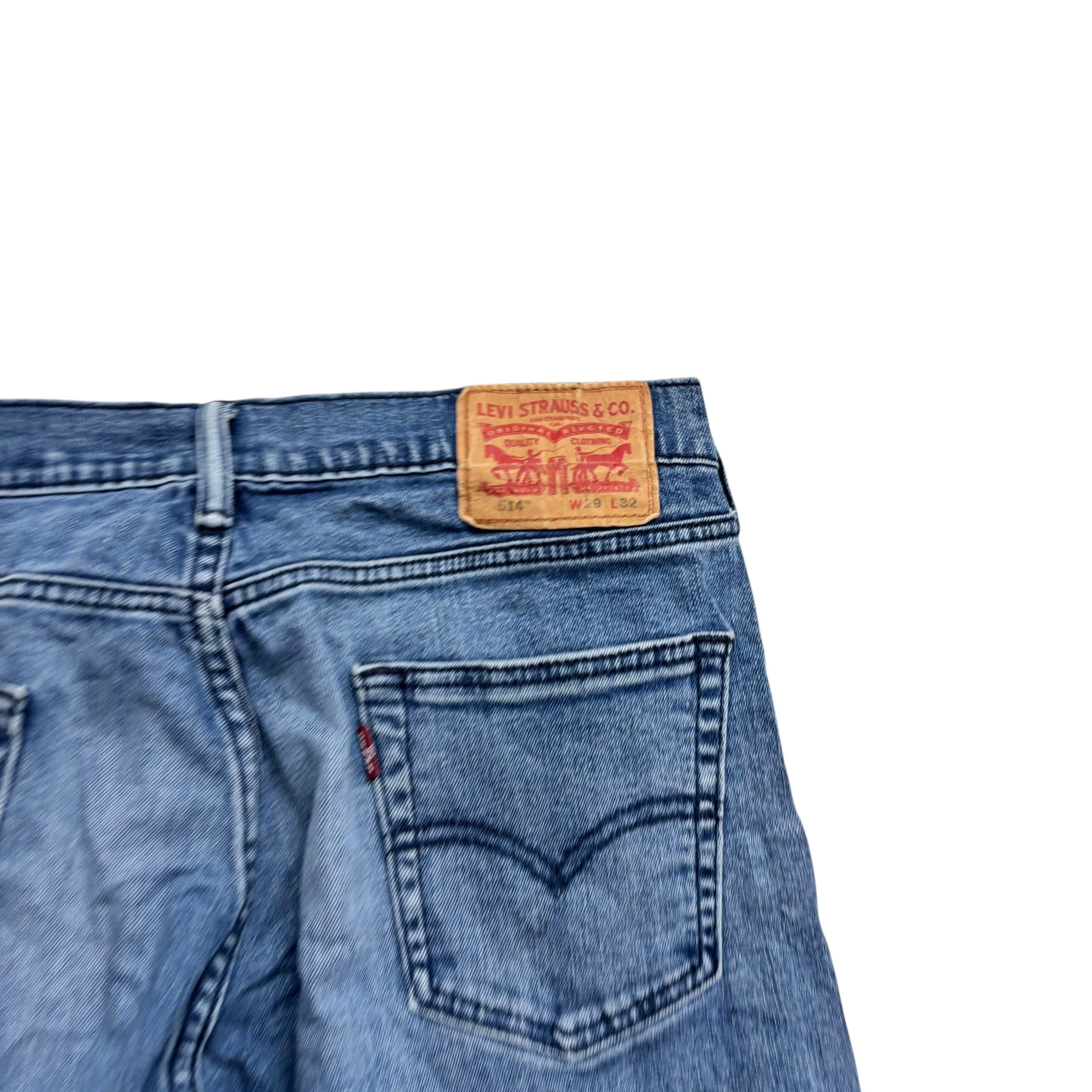 Levis 514 Jeans W29 L32 Mens Mid Blue Regular Straight Fit Stretch Denim (E)