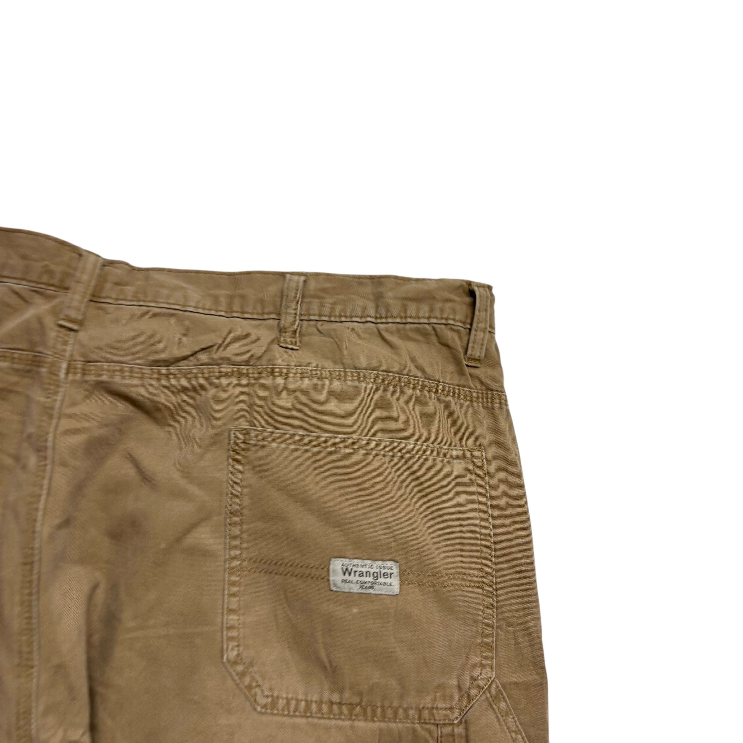 Wrangler Carpenter Pants W42 L29 Mens Tan Relaxed Straight Fit Trousers (E)