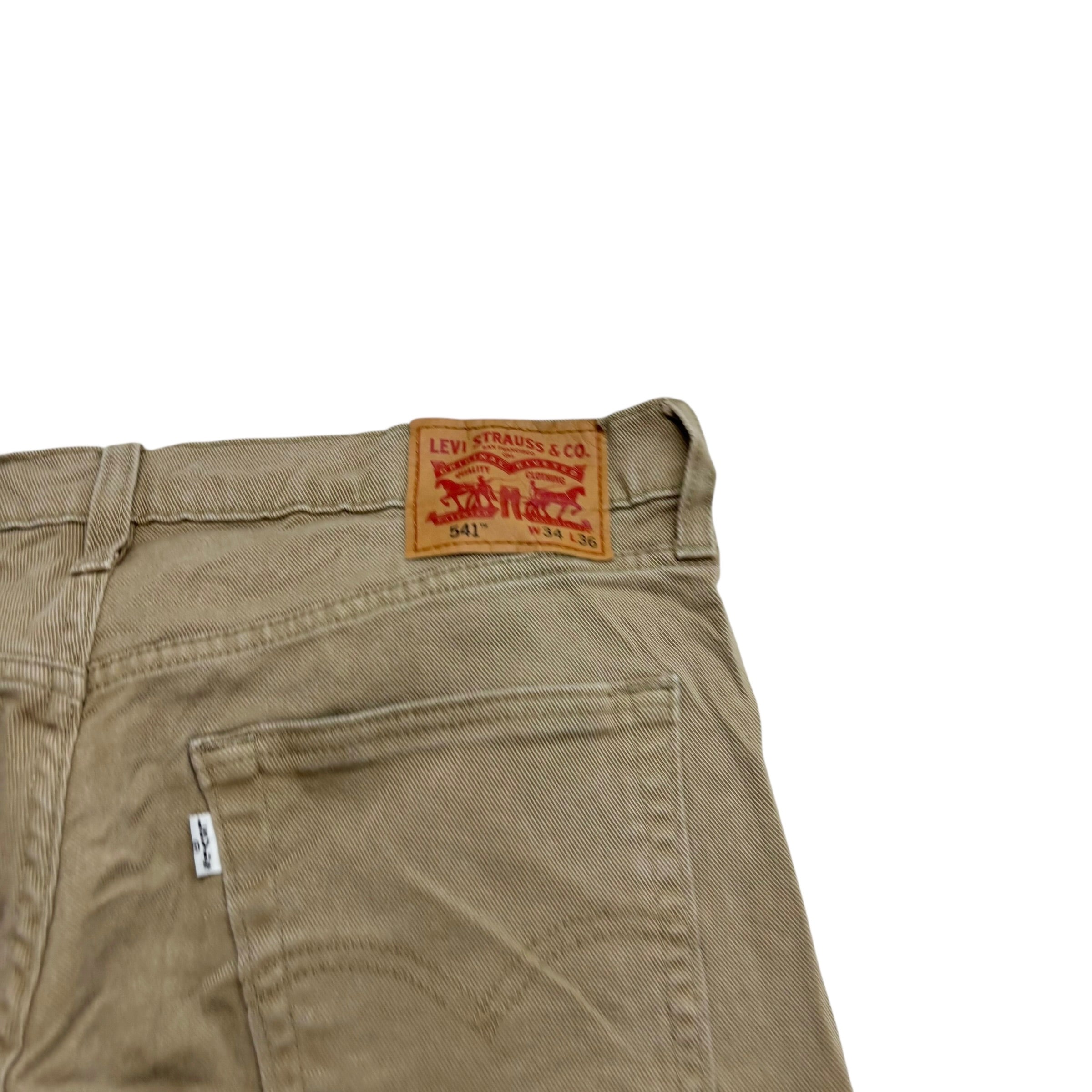 Levis 541 Trousers W36 L34 Mens Beige Athletic Tapered Fit Stretch Pants