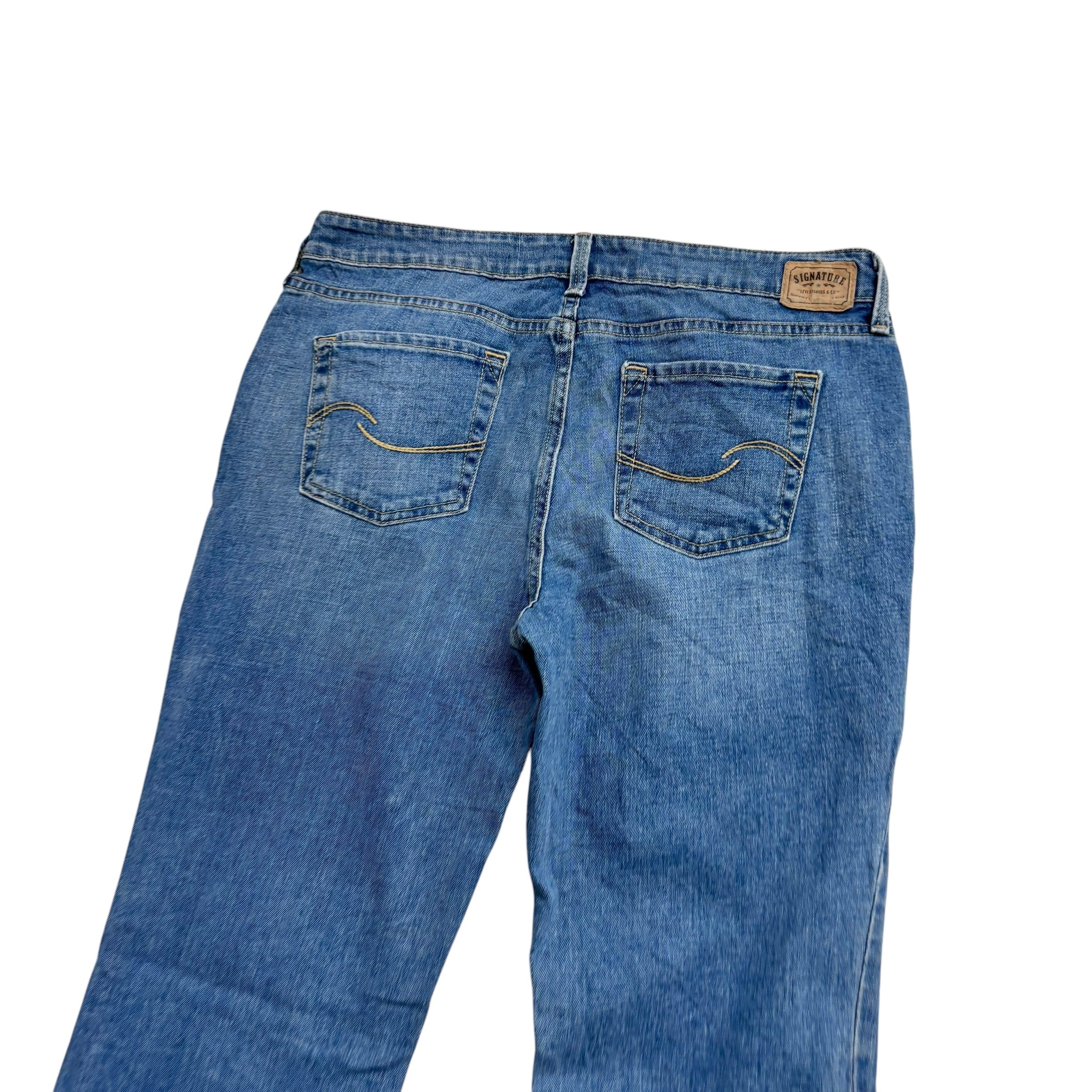 Levis Signature Jeans W34 L34 Womens Bootcut Fit Mid Blue Stretch Denim (E)