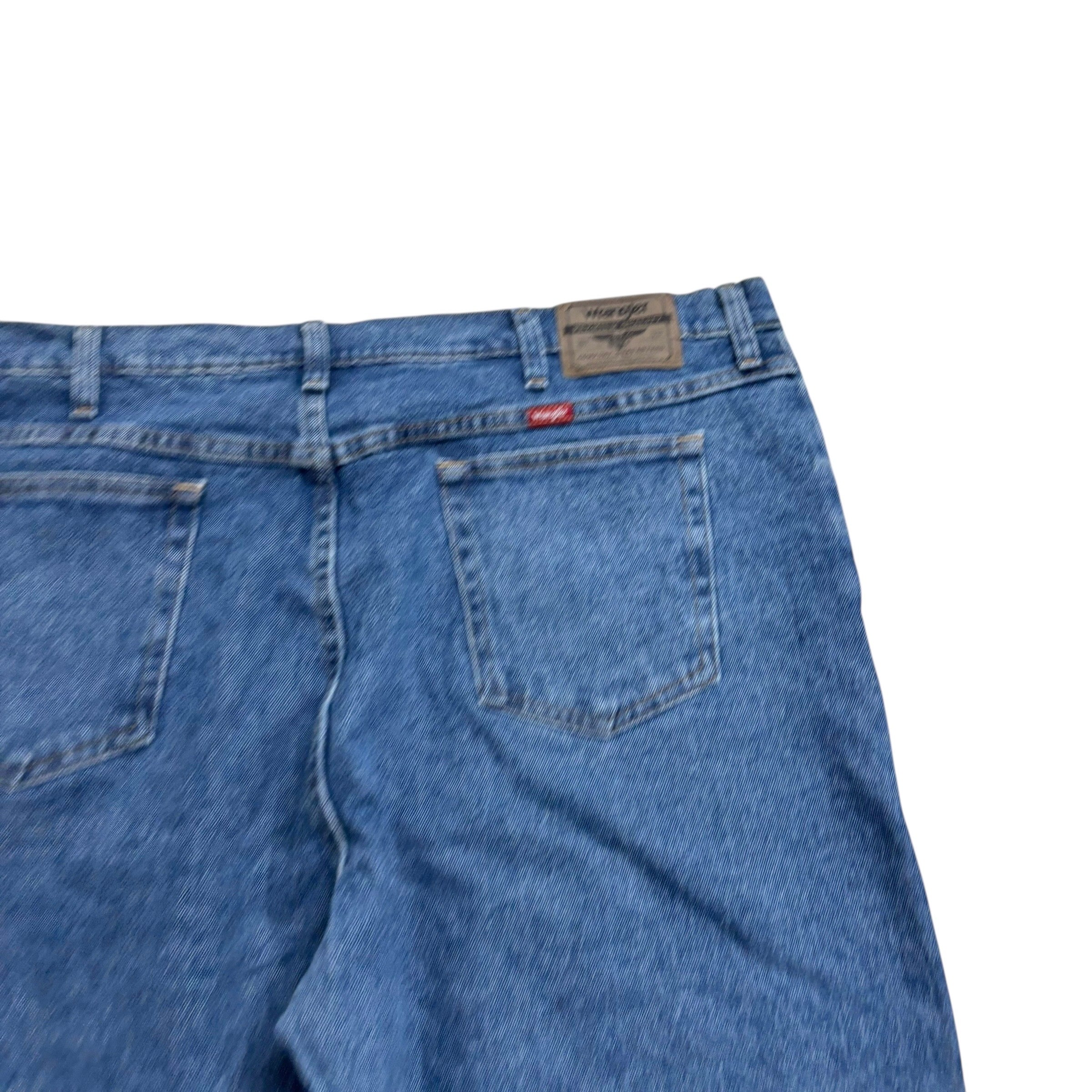 Wrangler Jeans W42 L30 Mens Mid Blue Regular Straight Fit Stretch Denim (E)