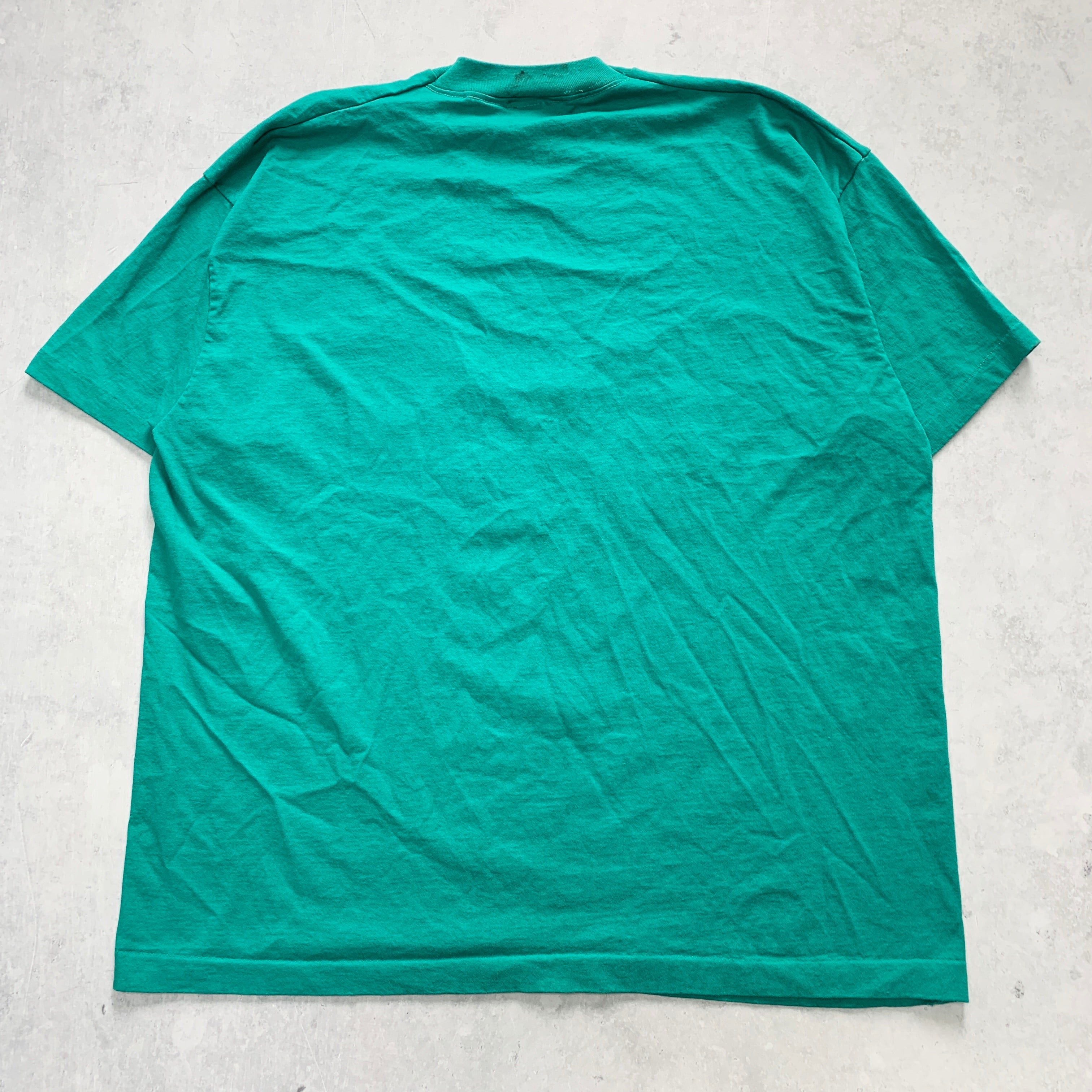 Vintage T Shirt Mens XXL Teal Green Single Stitch Graphic Print 90s USA Tourist