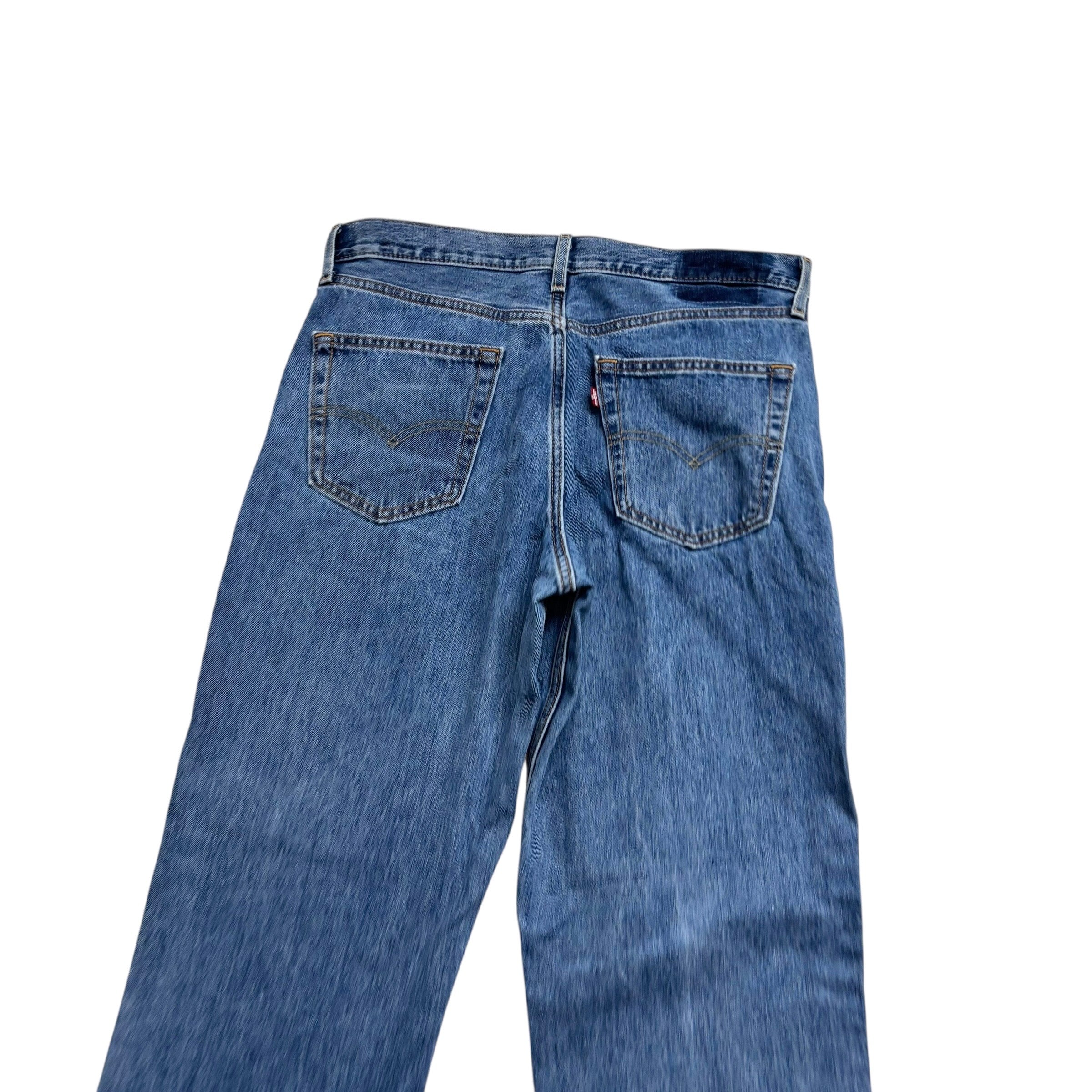 Levis 505 Jeans W35 L32 Mens Mid Blue Regular Straight Fit Denim