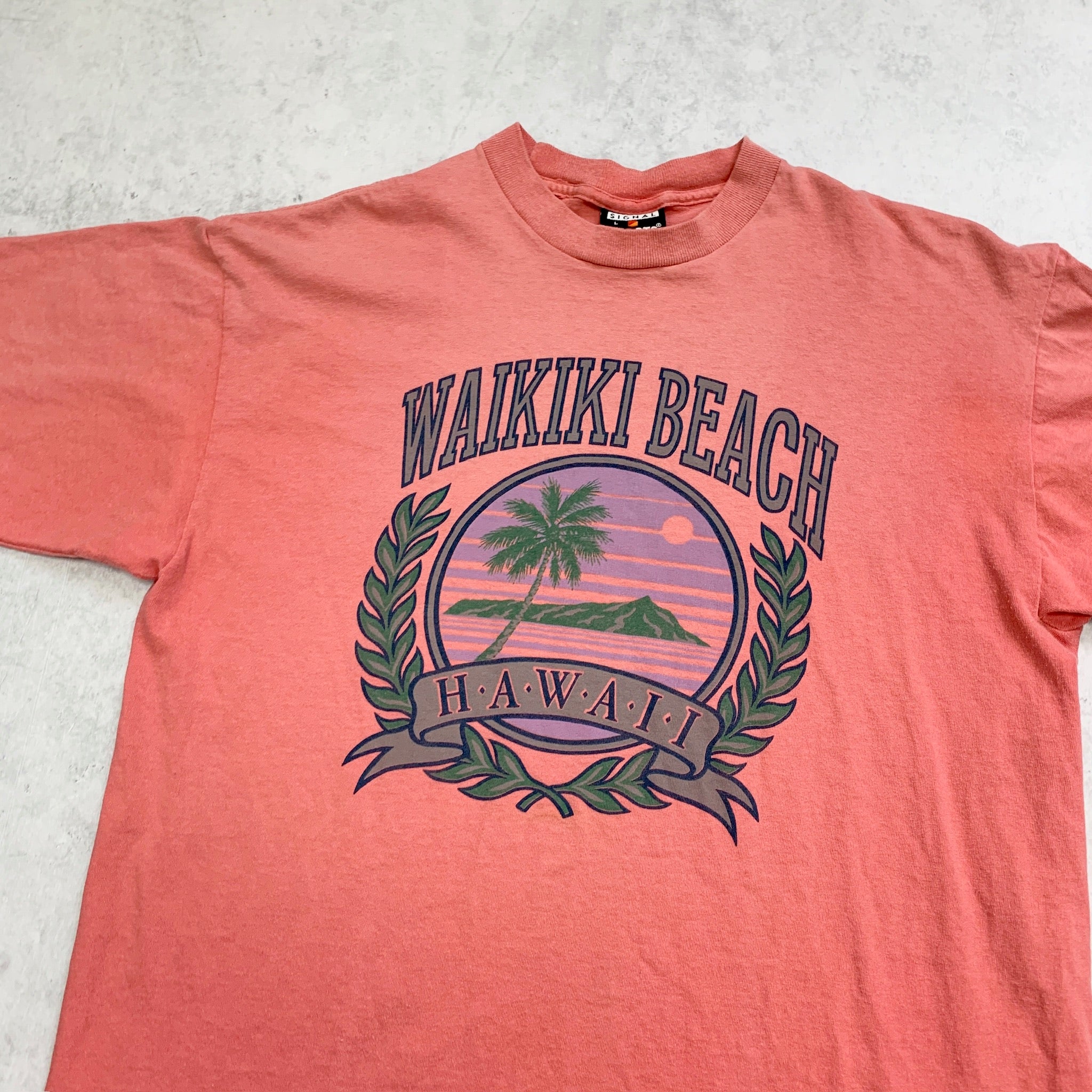 Vintage T Shirt Mens Large Pink Single Stitch Graphic Print 90s USA Tourist