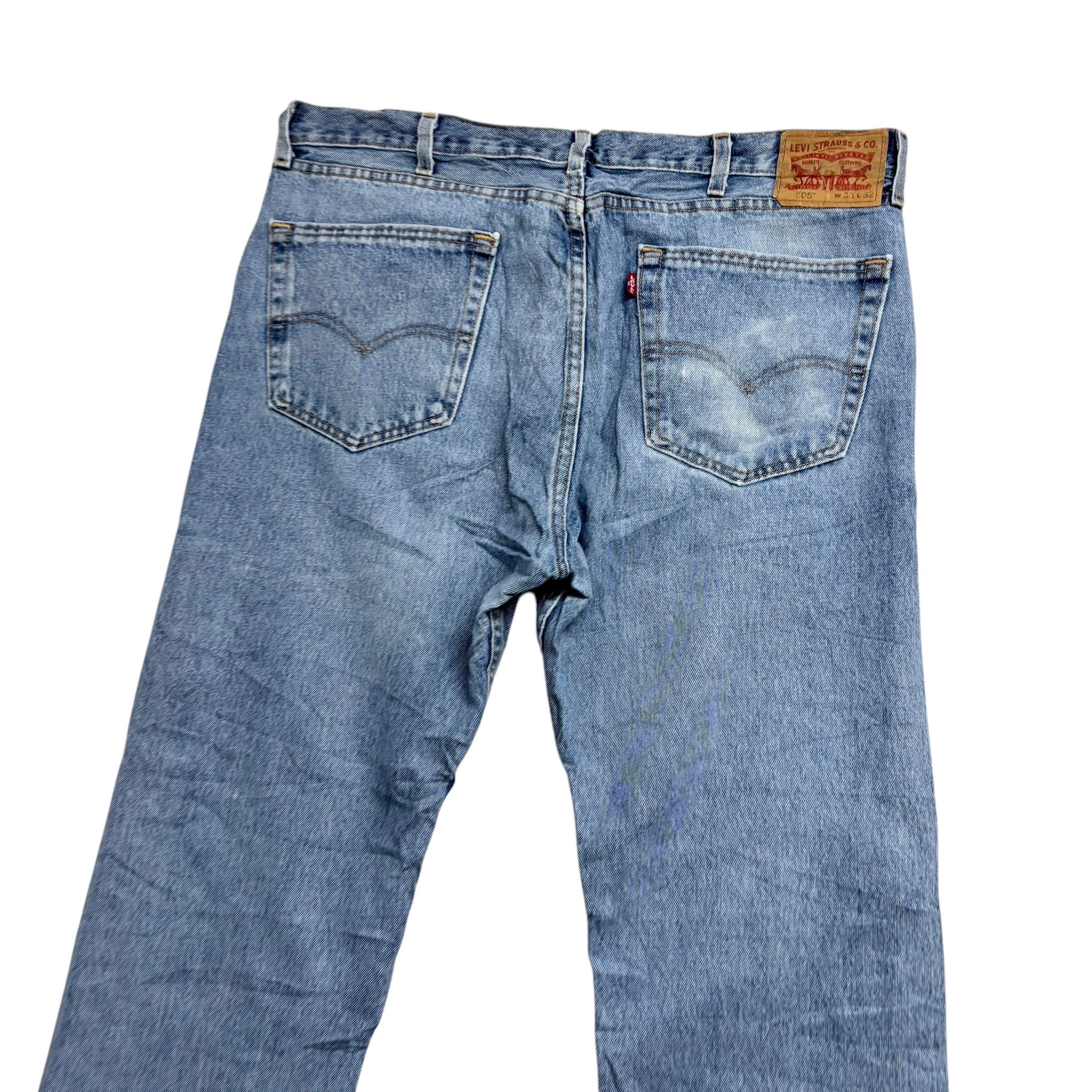 Levis 505 Jeans W38 L32 Mens Light Blue Regular Straight Fit Denim