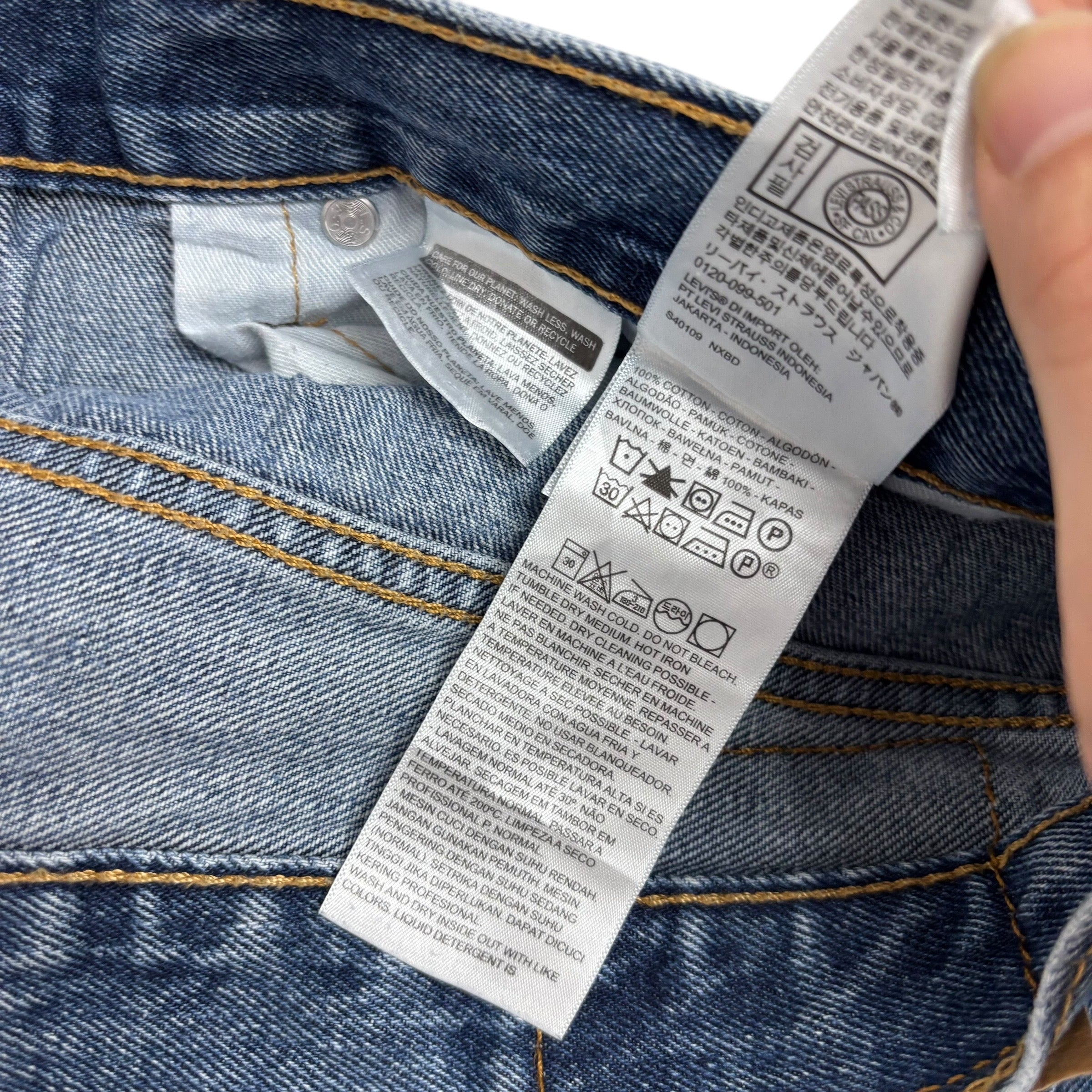 Levis 505 Jeans W36 L32 Mens Light Blue Regular Straight Fit Denim (E)