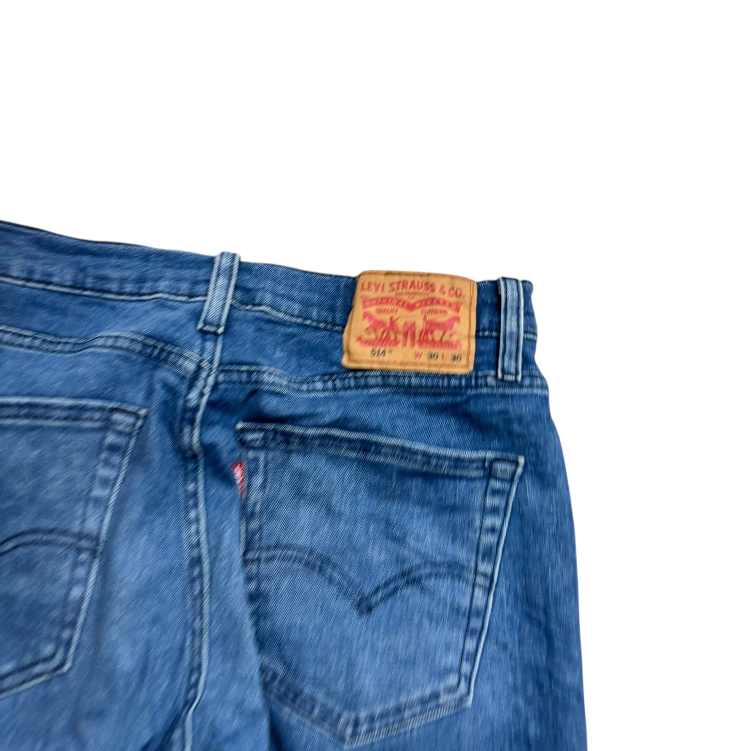 Levis 514 Jeans W30 L30 Mens Navy Blue Regular Straight Fit Stretch Denim (E)