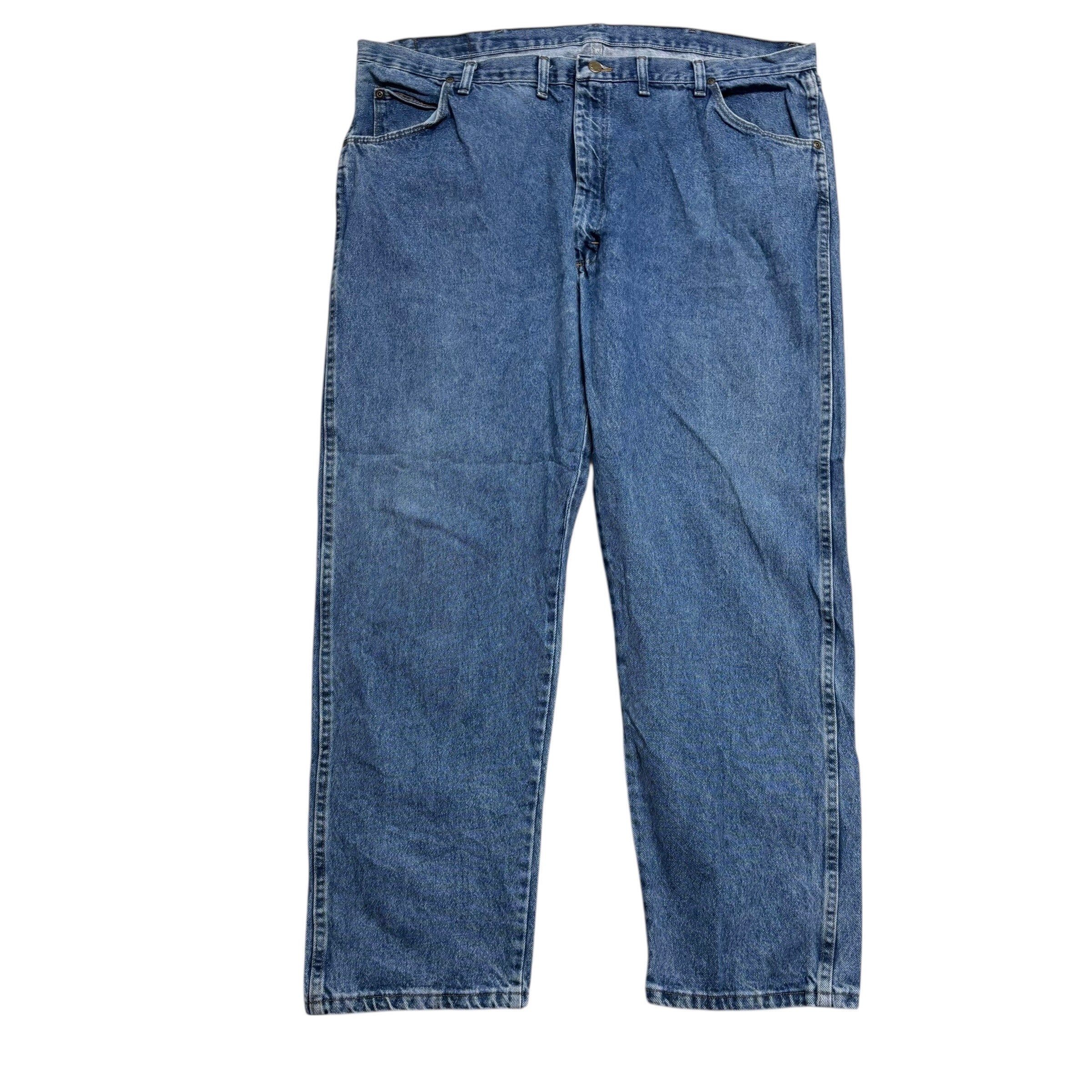 Wrangler Jeans W44 L30 Mens Mid Blue Regular Straight Fit Vintage Denim (E)
