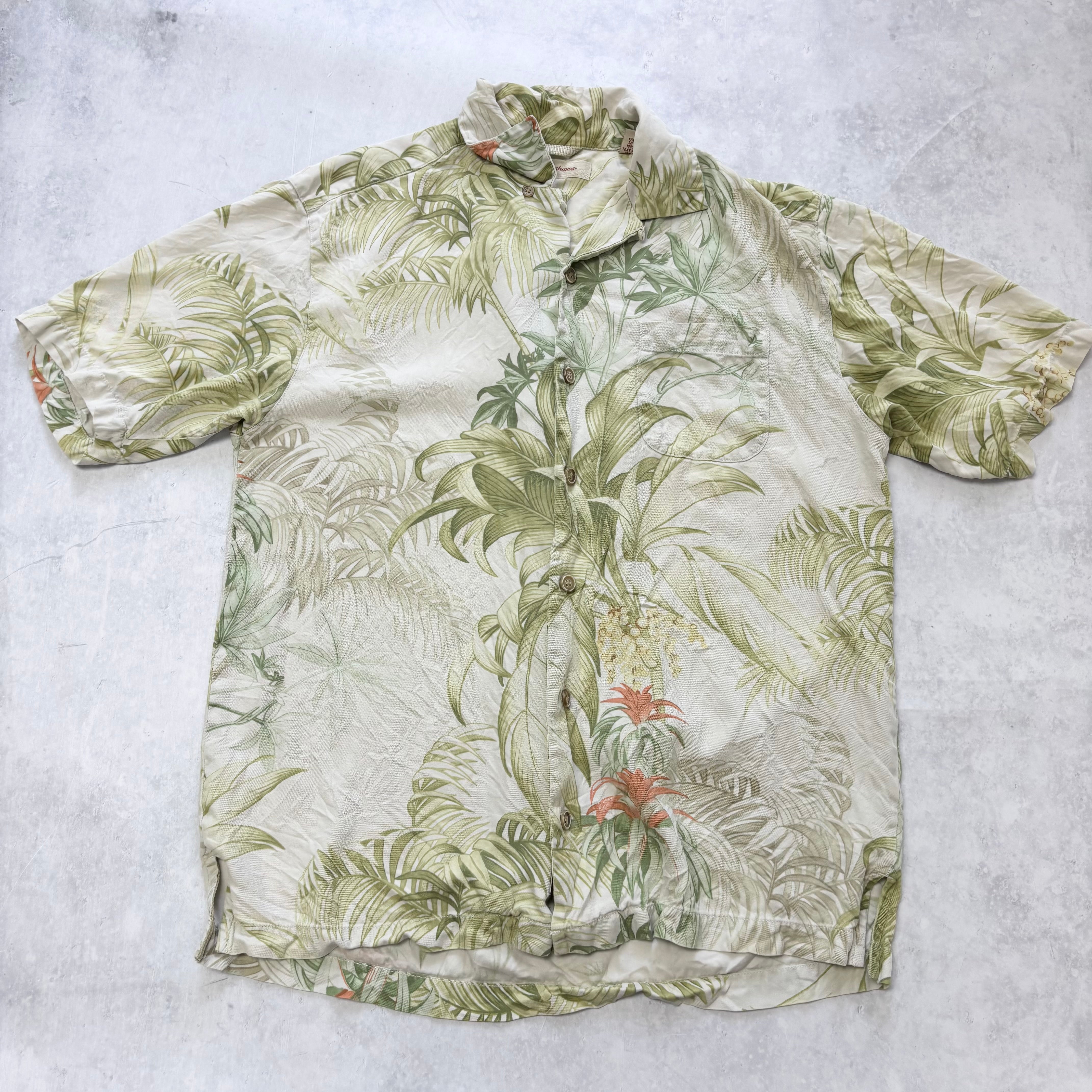 Vintage Hawaiian Shirt Mens Small Green Floral Aloha Tommy Bahama Silk (E)