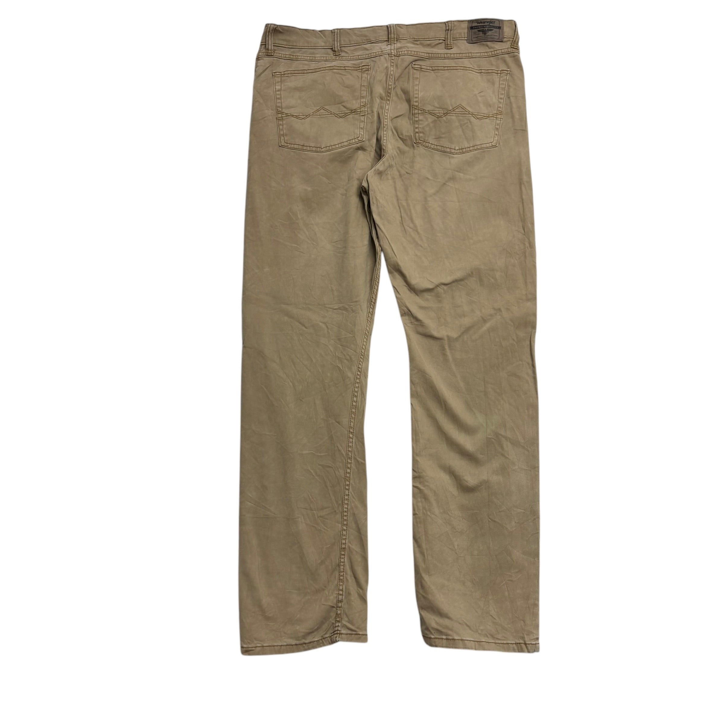 Wrangler Trousers W36 L32 Mens Beige Tan Slim Straight Fit Stretch Pants