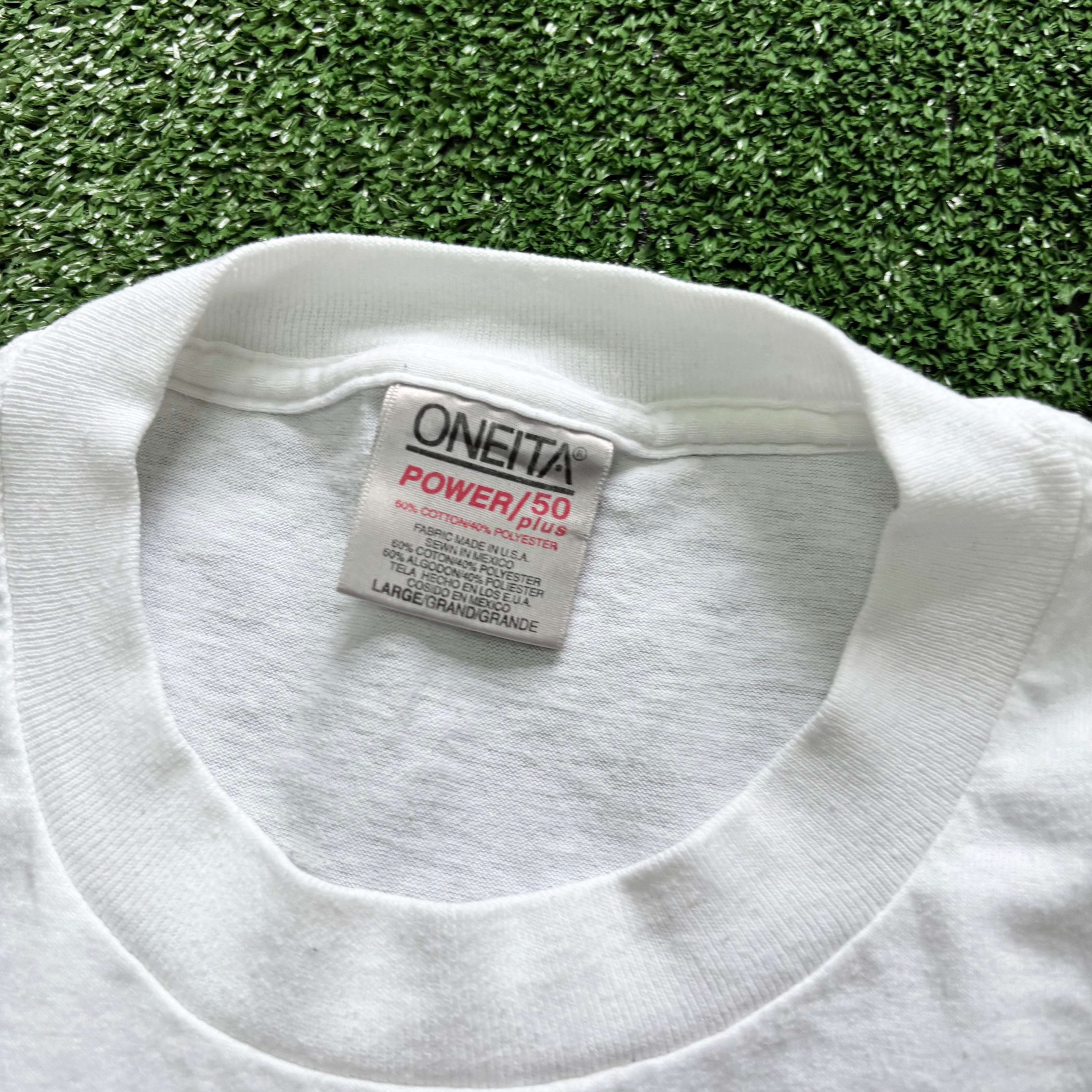Vintage T Shirt Mens Large White Single Stitch Graphic Print 90s USA