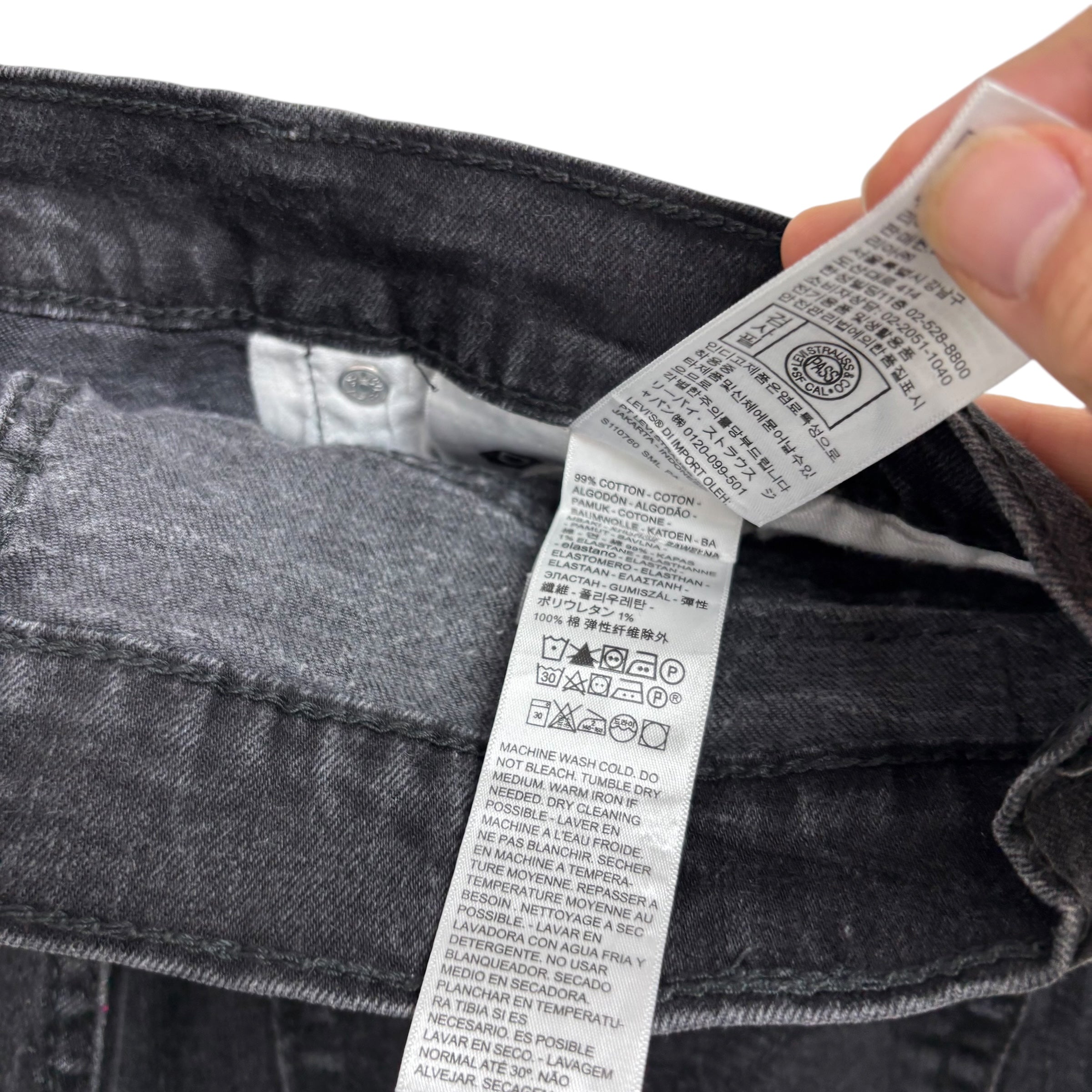 Levis 502 Jeans W32 L25 Mens Black Regular Tapered Fit Stretch Denim (F)