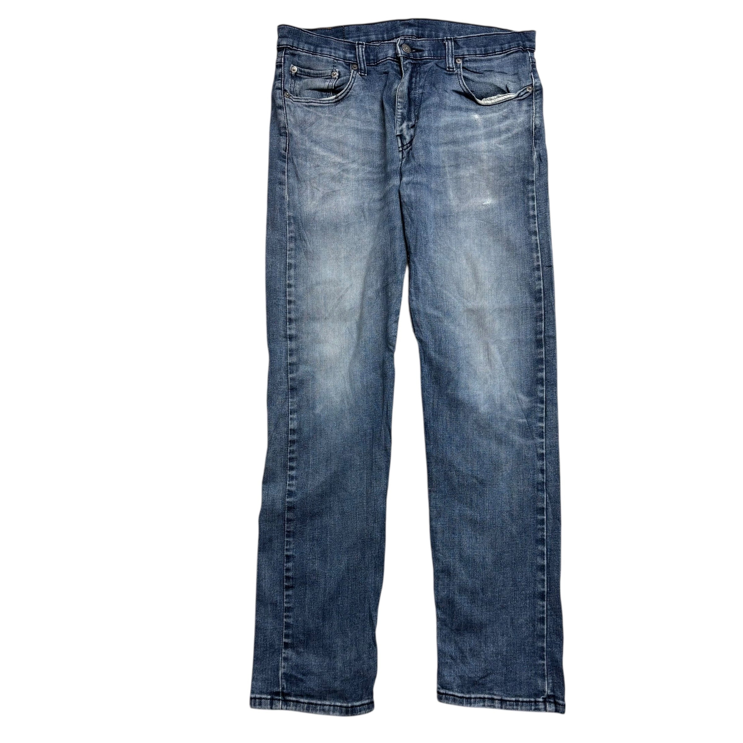Levis 502 Jeans W33 L32 Mens Navy Blue Regular Tapered Fit Stretch Denim (F)