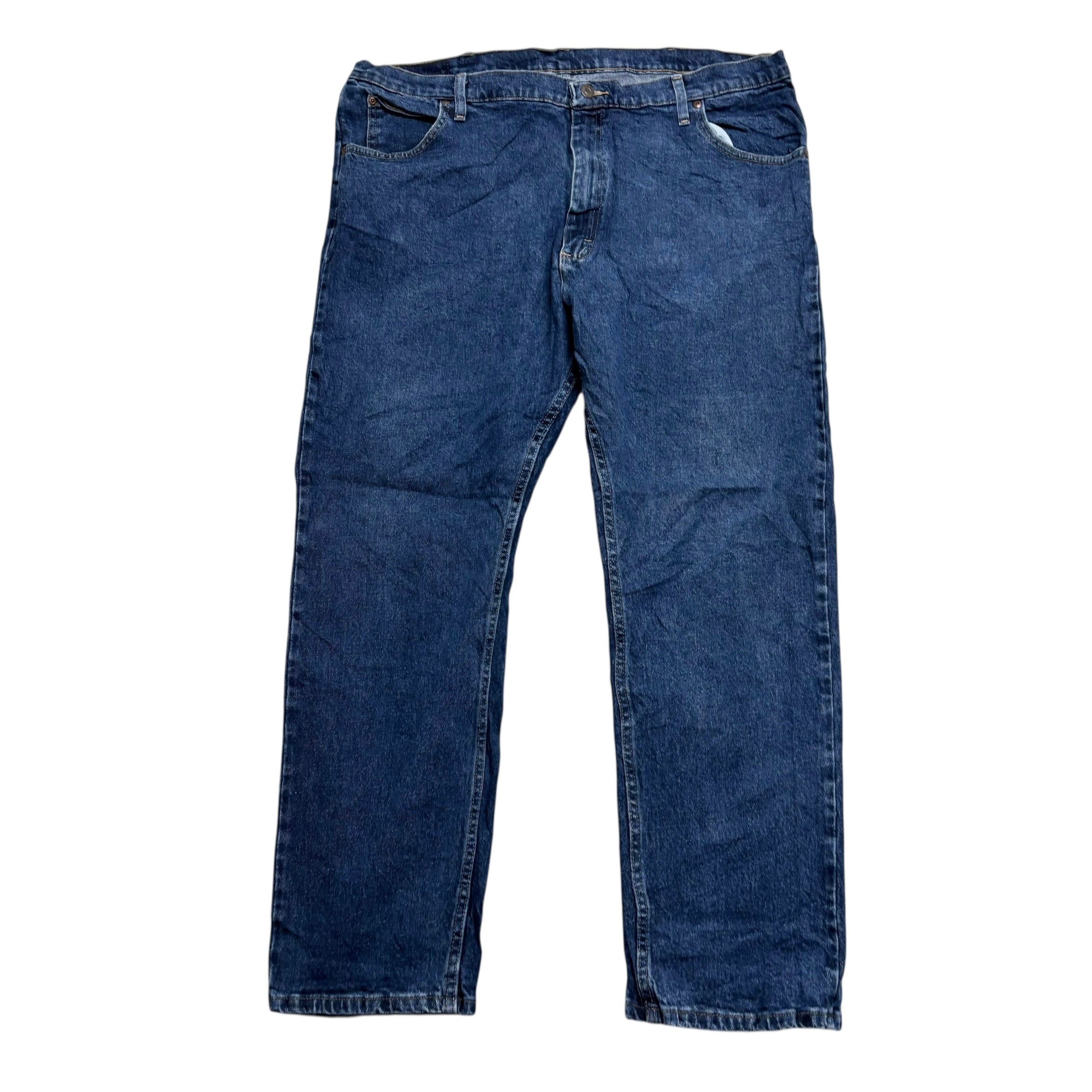 Wrangler Jeans W42 L30 Mens Mid Blue Regular Straight Fit Stretch Denim (E)