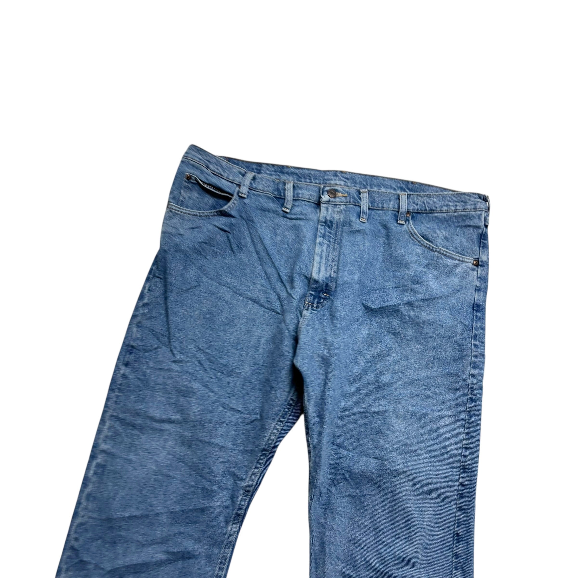 Wrangler Jeans W44 L30 Mens Mid Blue Regular Straight Fit Stretch Denim (E)