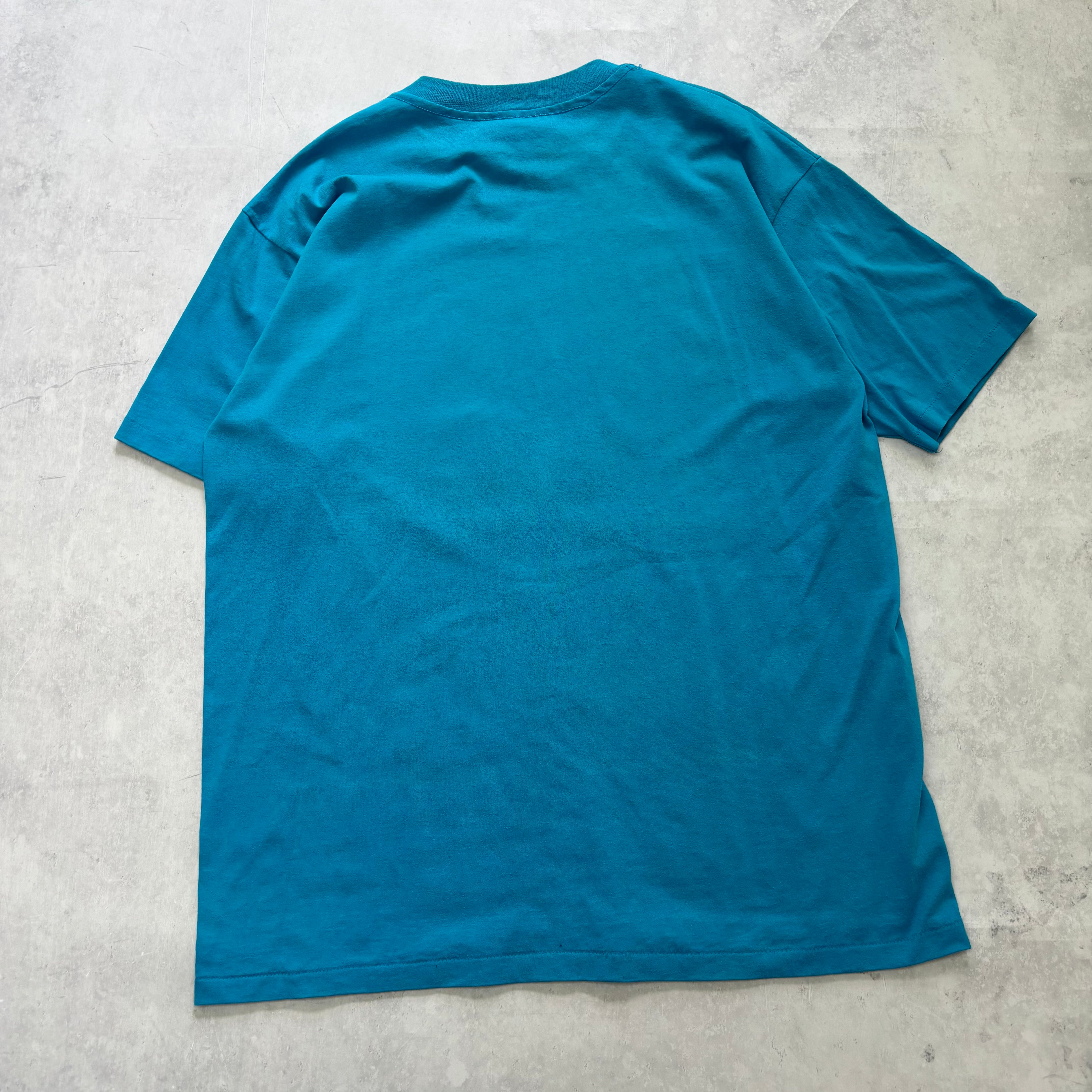 Vintage T Shirt Mens XL Blue Single Stitch Graphic Print 90s Run Race (E)